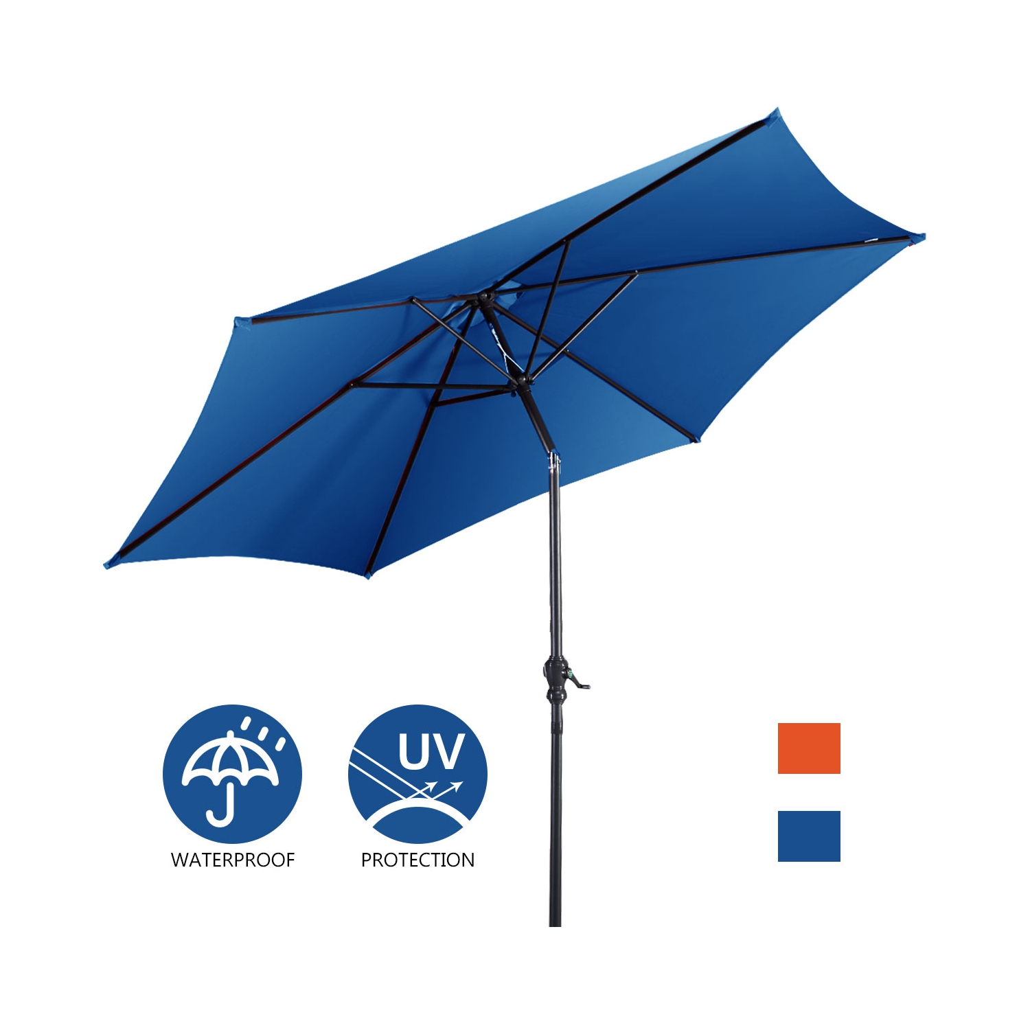 Costway 9FT Patio Umbrella Patio Market Steel Tilt W/ Crank Outdoor Yard Garden