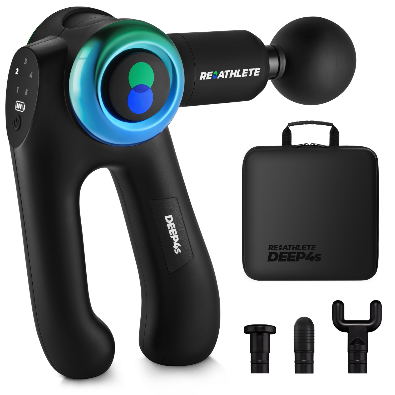 REATHLETE DEEP4S Percussive Therapy Device – Massage Gun for Athletes – Handheld, Wireless Deep Tissue Massage – Ideal for Back, Shoulder, Arms,