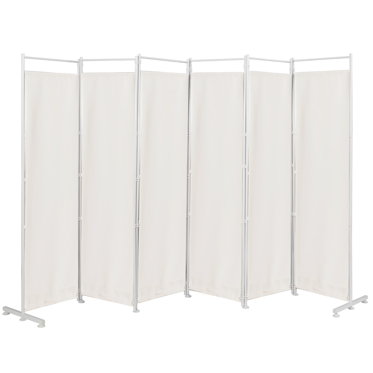 Costway 6-Panel Room Divider Folding Privacy Screen w/Steel Frame Decoration White