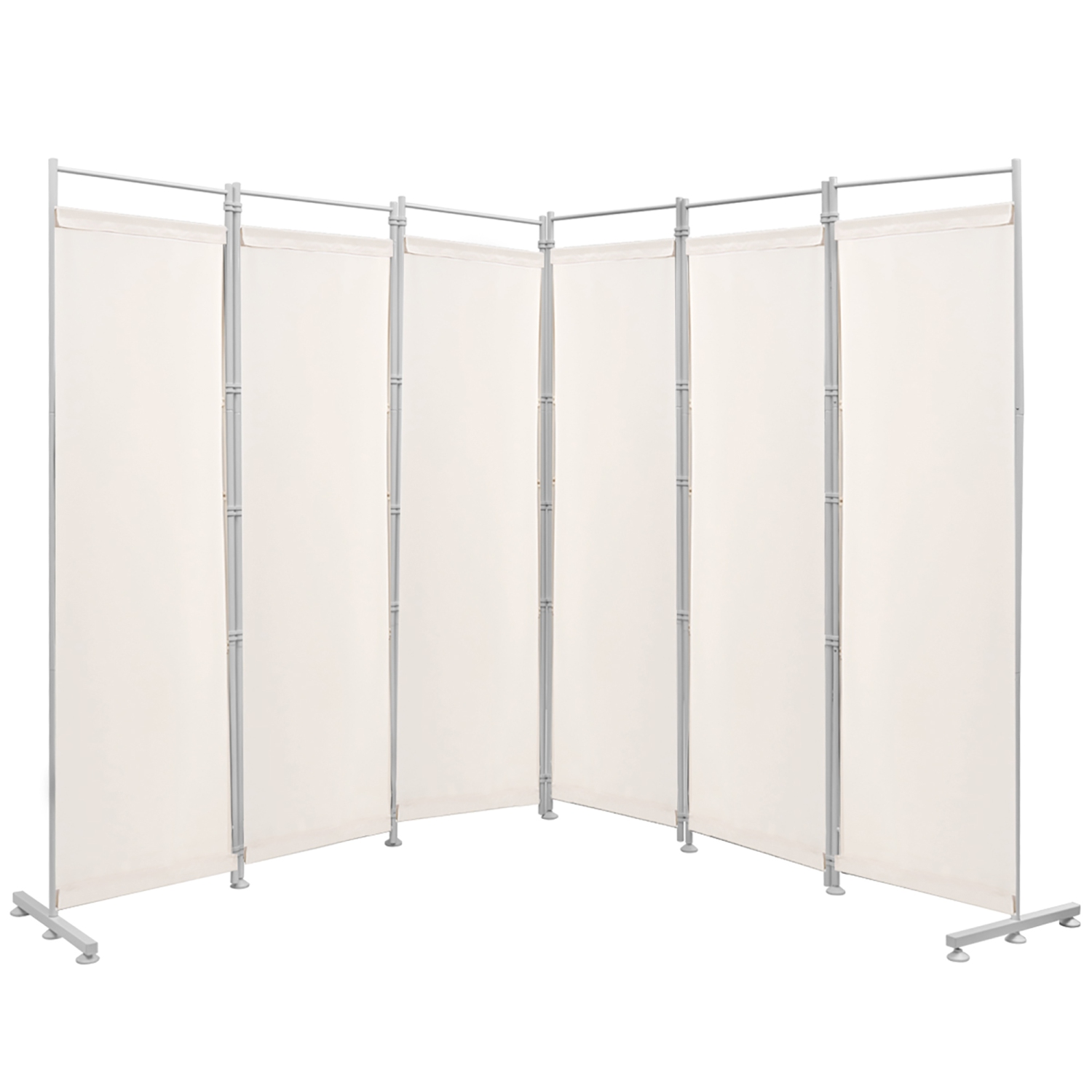 Costway 6-Panel Room Divider Folding Privacy Screen w/Steel Frame Decoration White