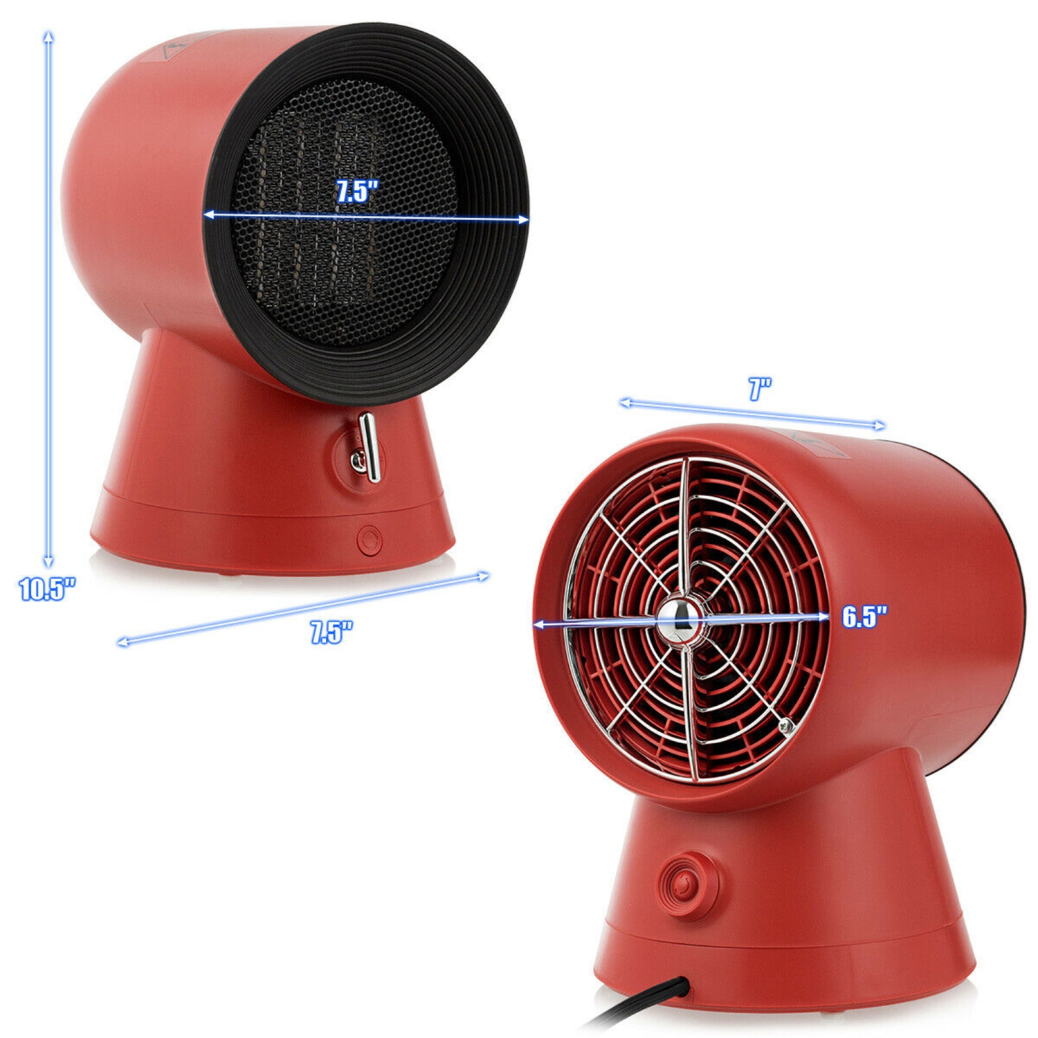 Gymax 1500W Portable PTC Ceramic Space Heater Mini Electric Desktop Heating Fan Red