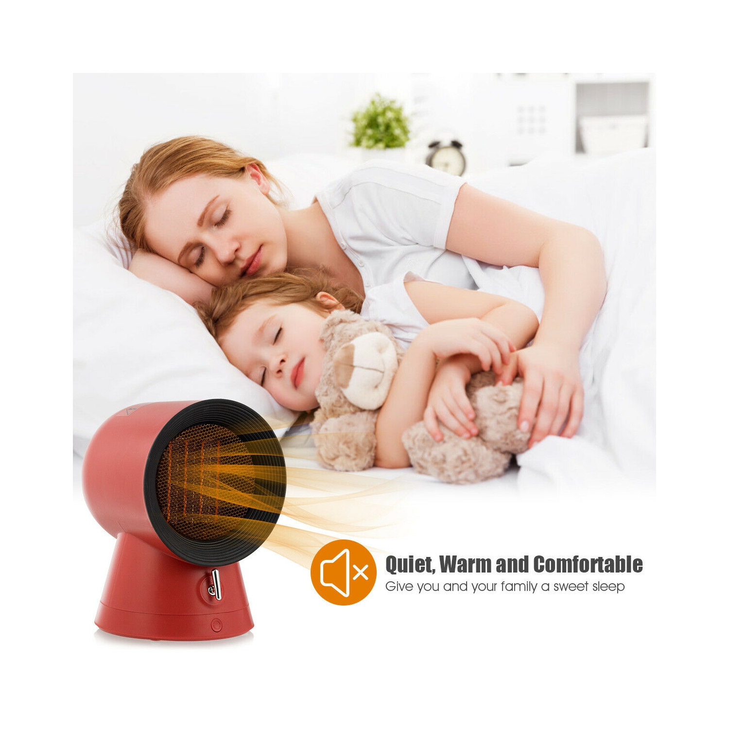 Gymax 1500W Portable PTC Ceramic Space Heater Mini Electric Desktop Heating Fan Red