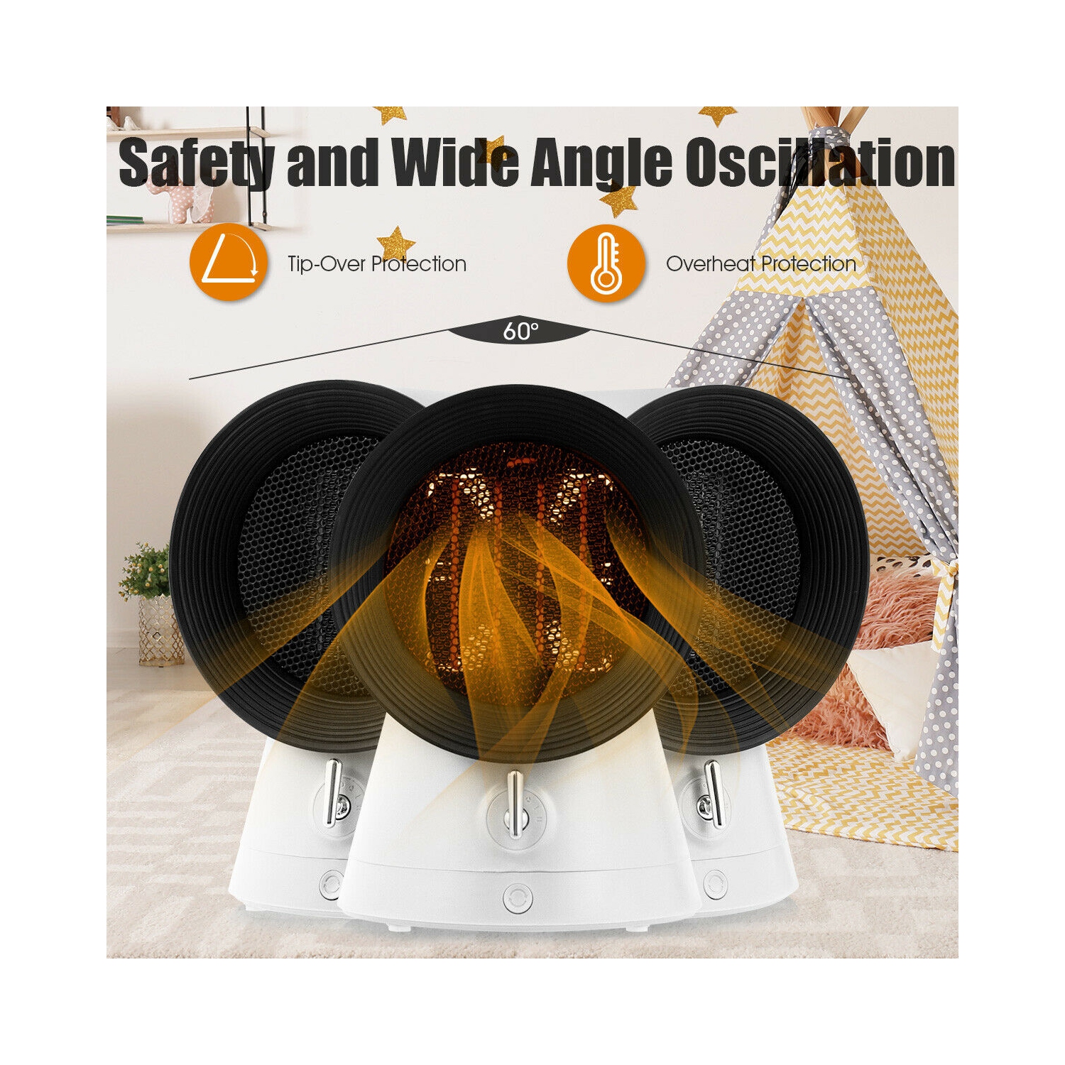 Gymax 1500W Portable PTC Ceramic Space Heater Mini Electric Desktop Heating Fan White