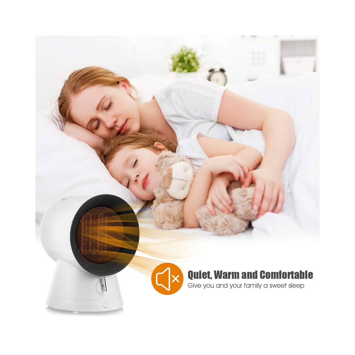 Gymax 1500W Portable PTC Ceramic Space Heater Mini Electric Desktop Heating Fan White