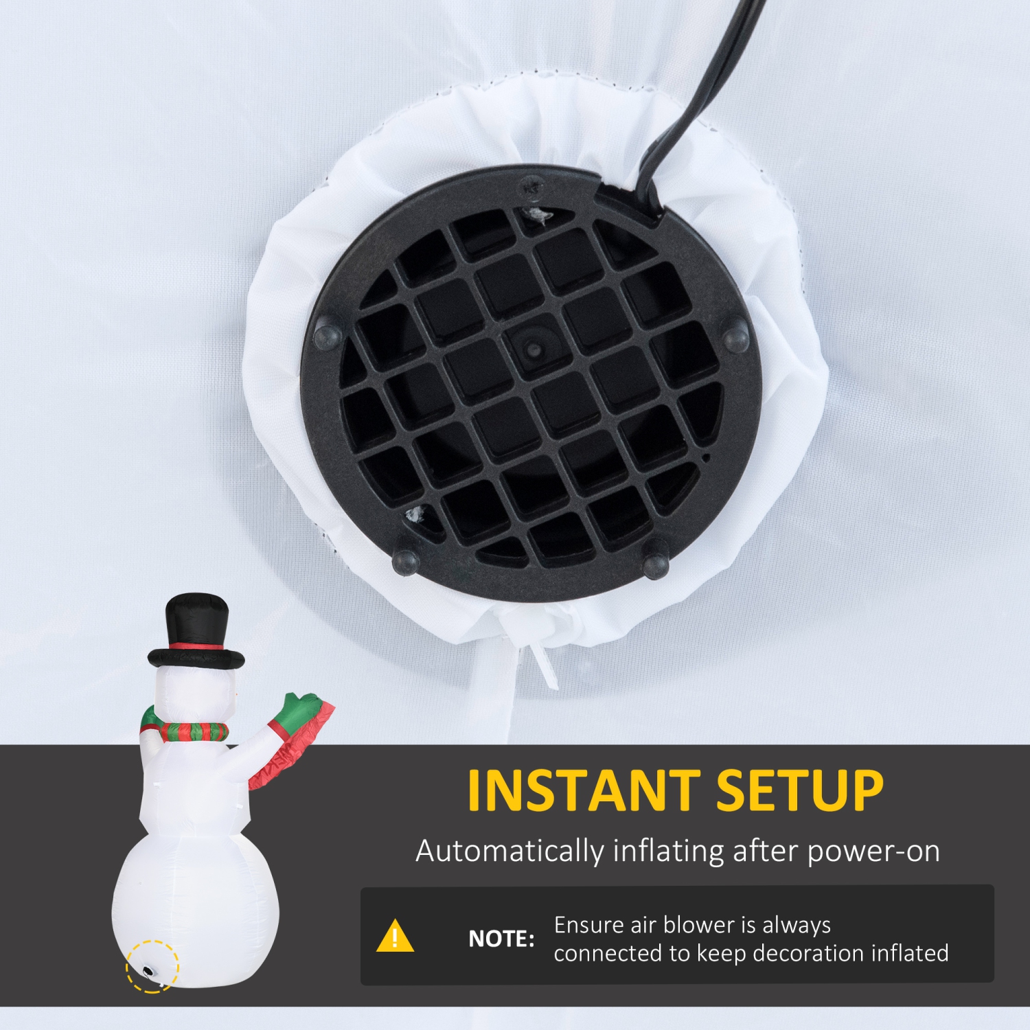 HOMCOM 8ft Inflatable Christmas Decoration Snowman with Merry Christmas Banner, Blow-Up Outdoor LED Yard Display for Lawn, Garden, Party