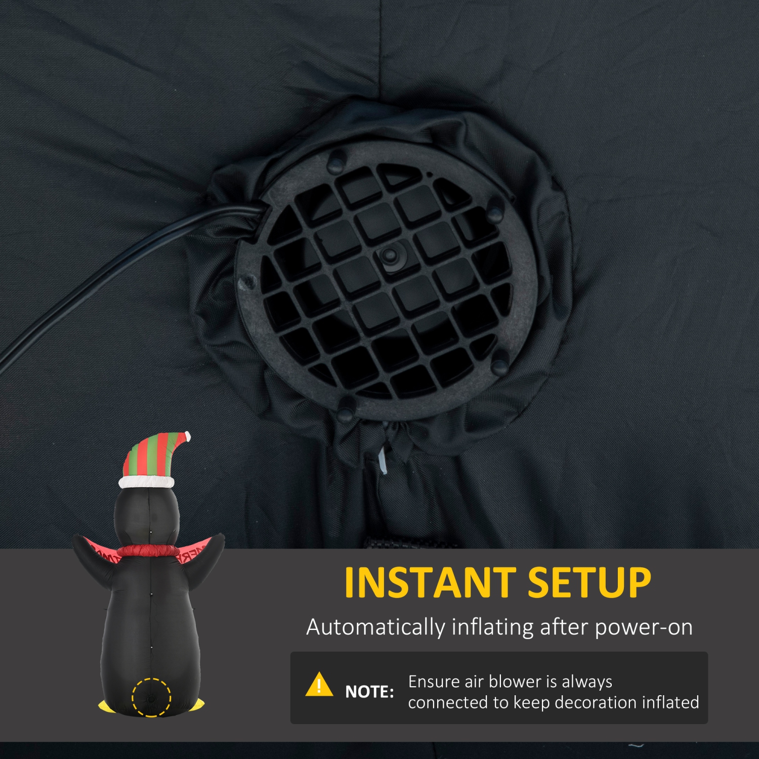 Banderole gonflable en forme de pingouin de HOMCOM 8&nbsp;pi, décoration de jardin avec lumières LED, décoration intérieure pour la pelouse