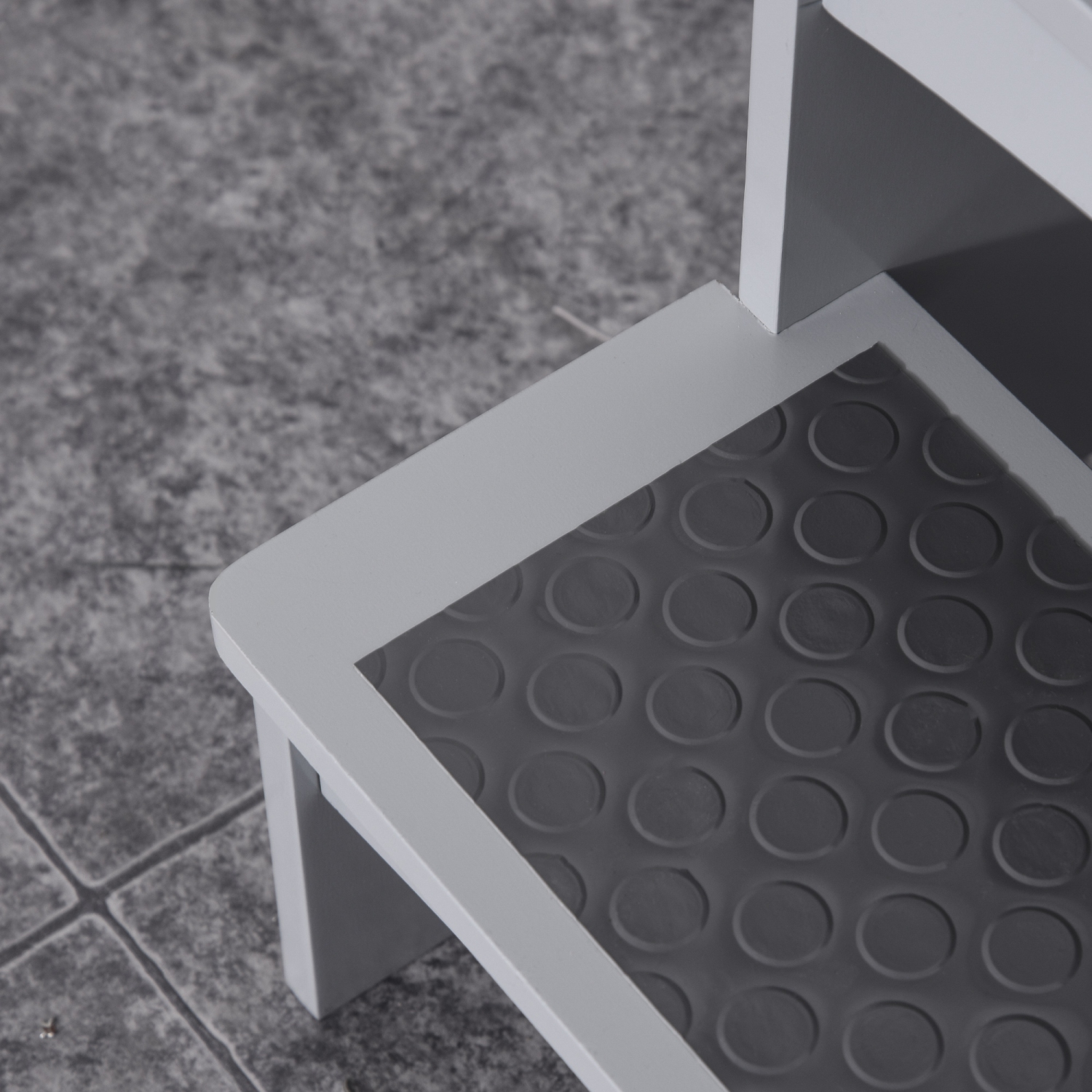 Qaba 2 Step Stool Kids Kitchen Helper with Support Handles and Non-Slip Pad for Kitchen, Living room and Bathroom, Grey