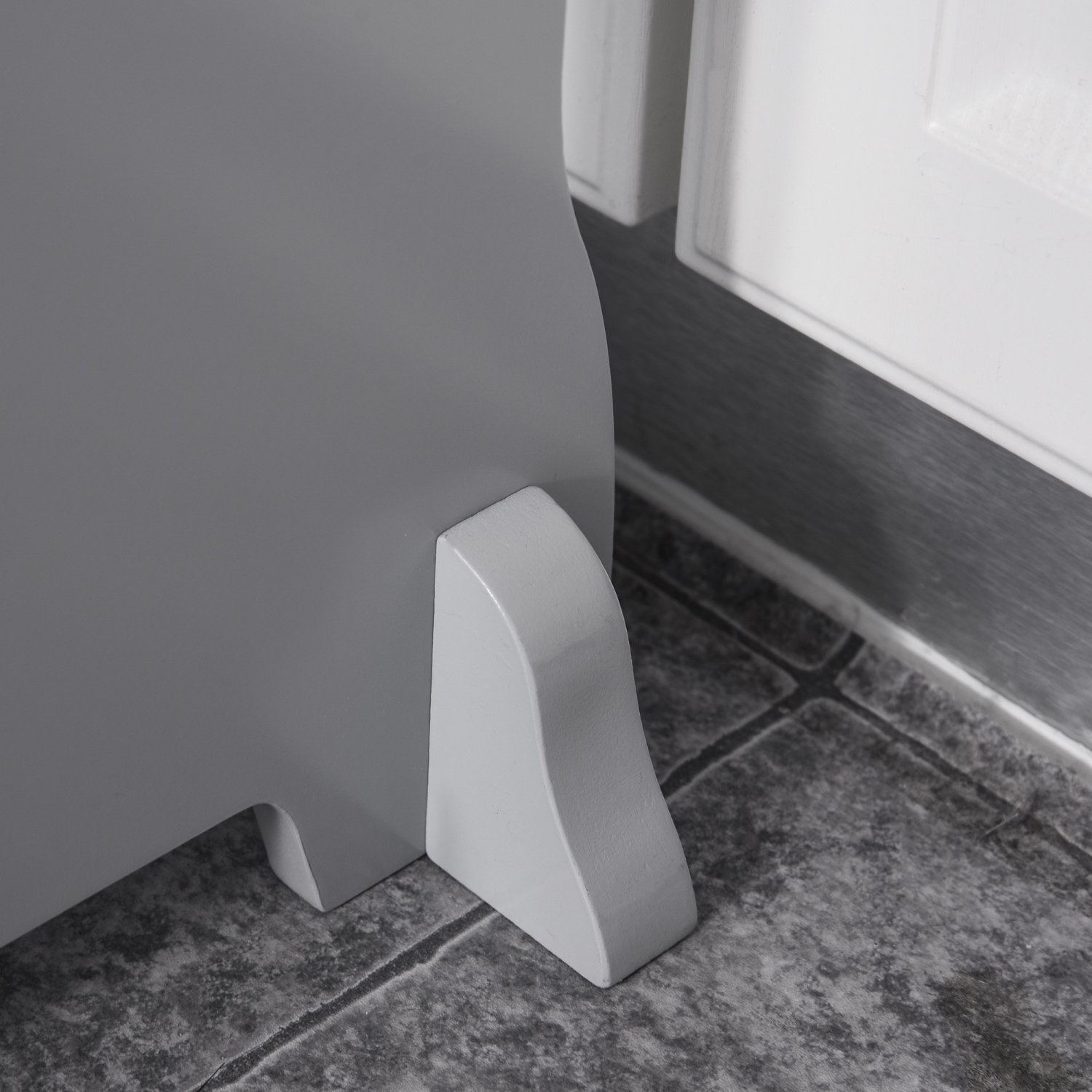 Qaba 2 Step Stool Kids Kitchen Helper with Support Handles and Non-Slip Pad for Kitchen, Living room and Bathroom, Grey