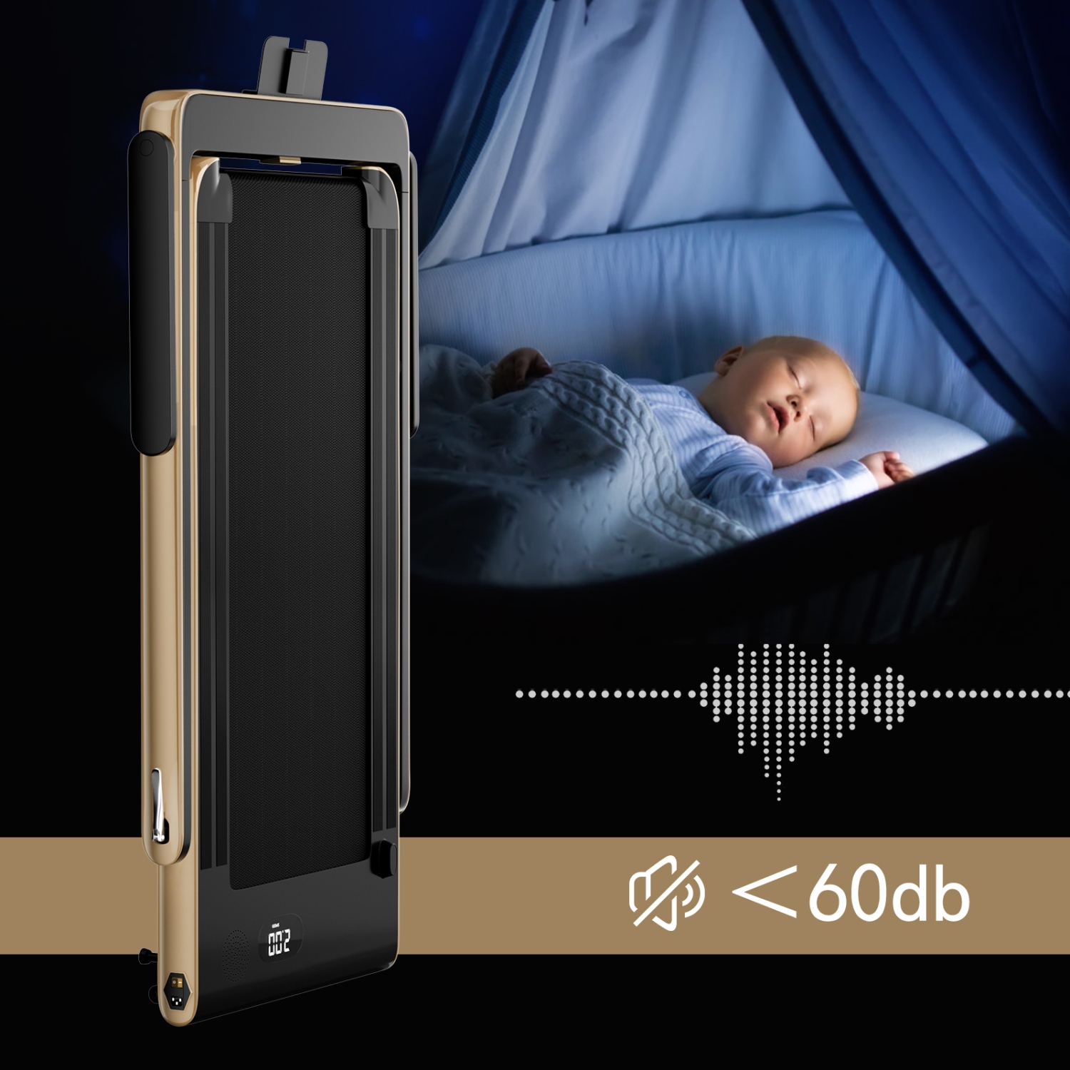 SuperFit 2.25HP 2 in 1 Folding Treadmill W/ APP Control Speaker Remote Control