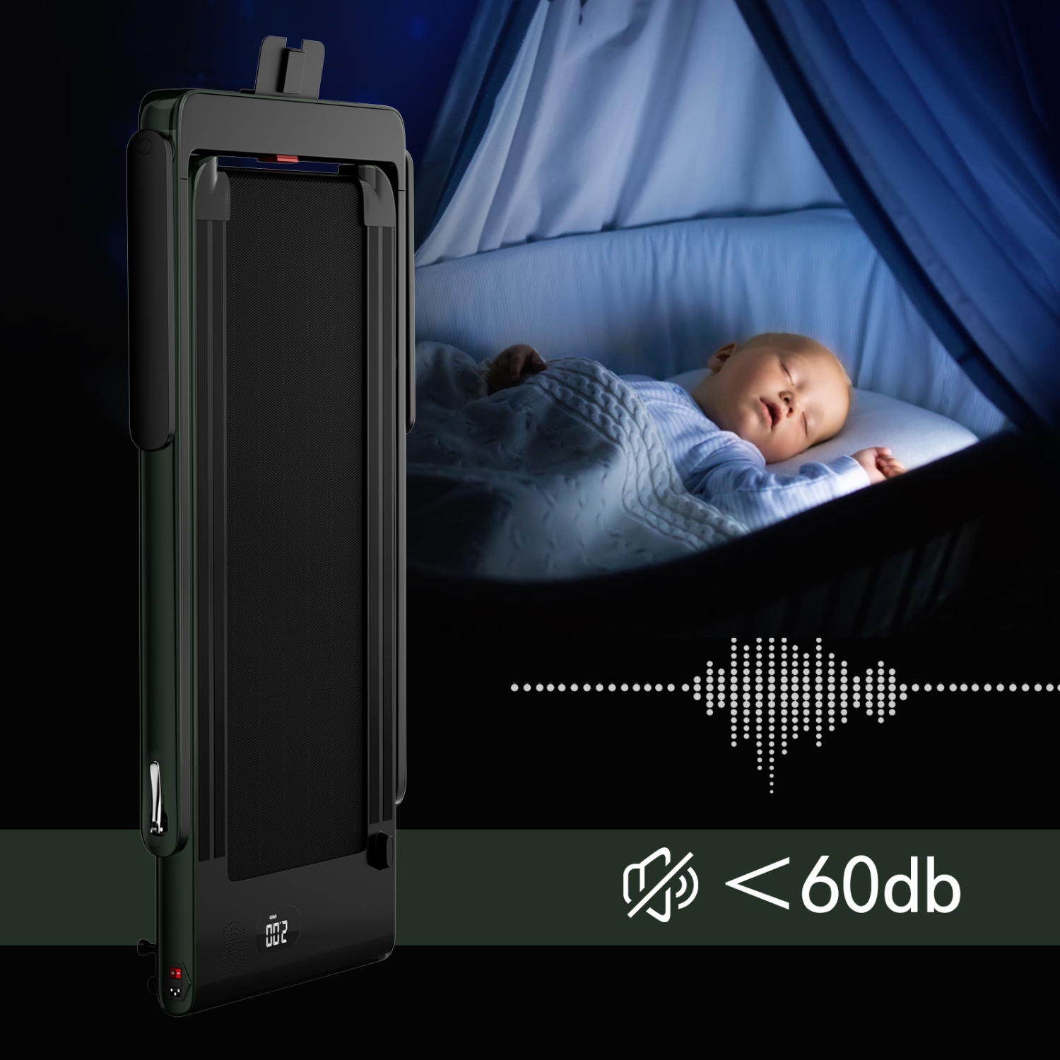 Tapis roulant repliable 2-en-1 2,25 CV de SuperFit avec télécommande à haut-parleur par APPLICATION