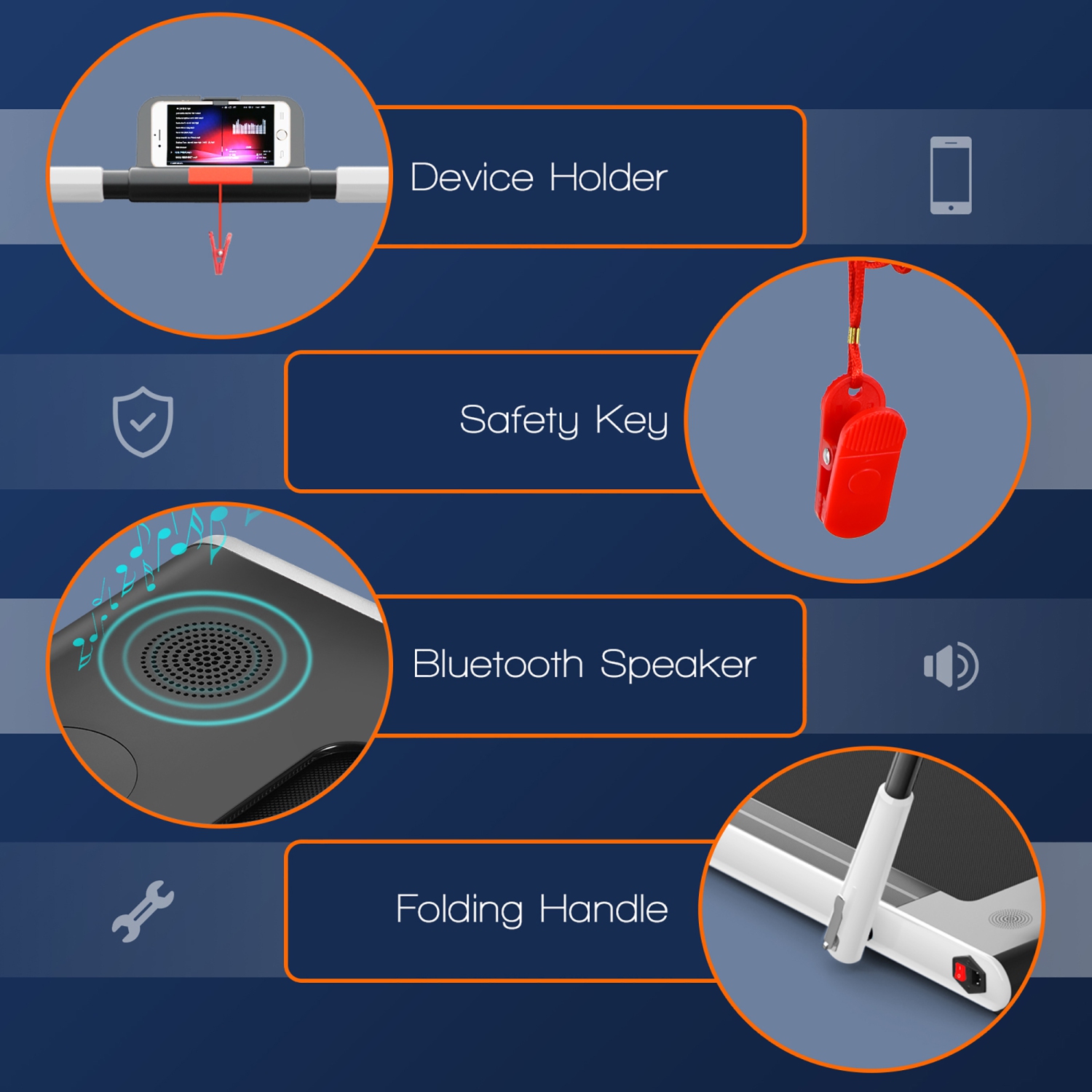 SuperFit 2.25HP 2-in-1 Folding Under-Desk Walking Pad with Remote Control & Bluetooth Speaker - White