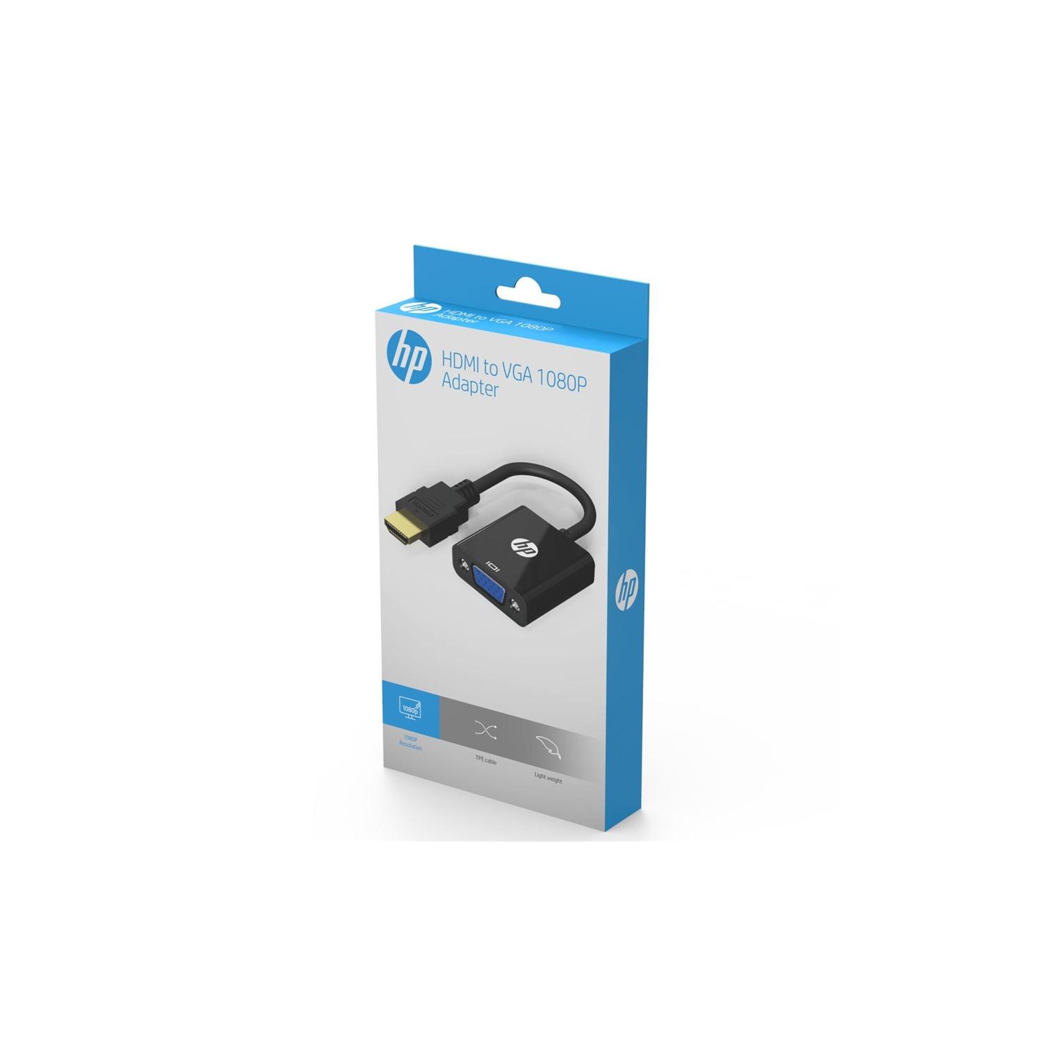 HP – Adaptateur HDMI mâle vers VGA femelle, HD 1080p, noir