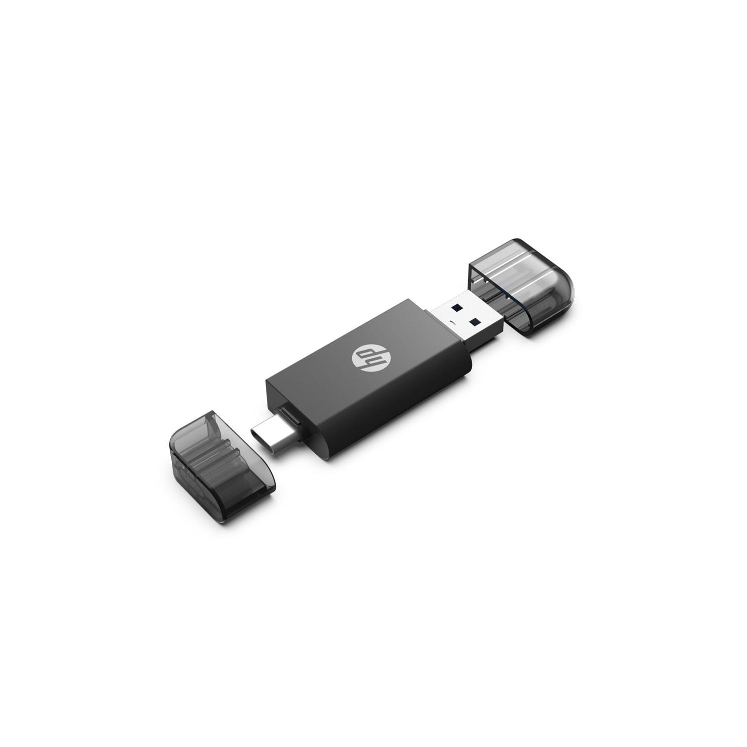 HP USB A 3.1 to USB C Adapter with SD / TF Card Reader, Black