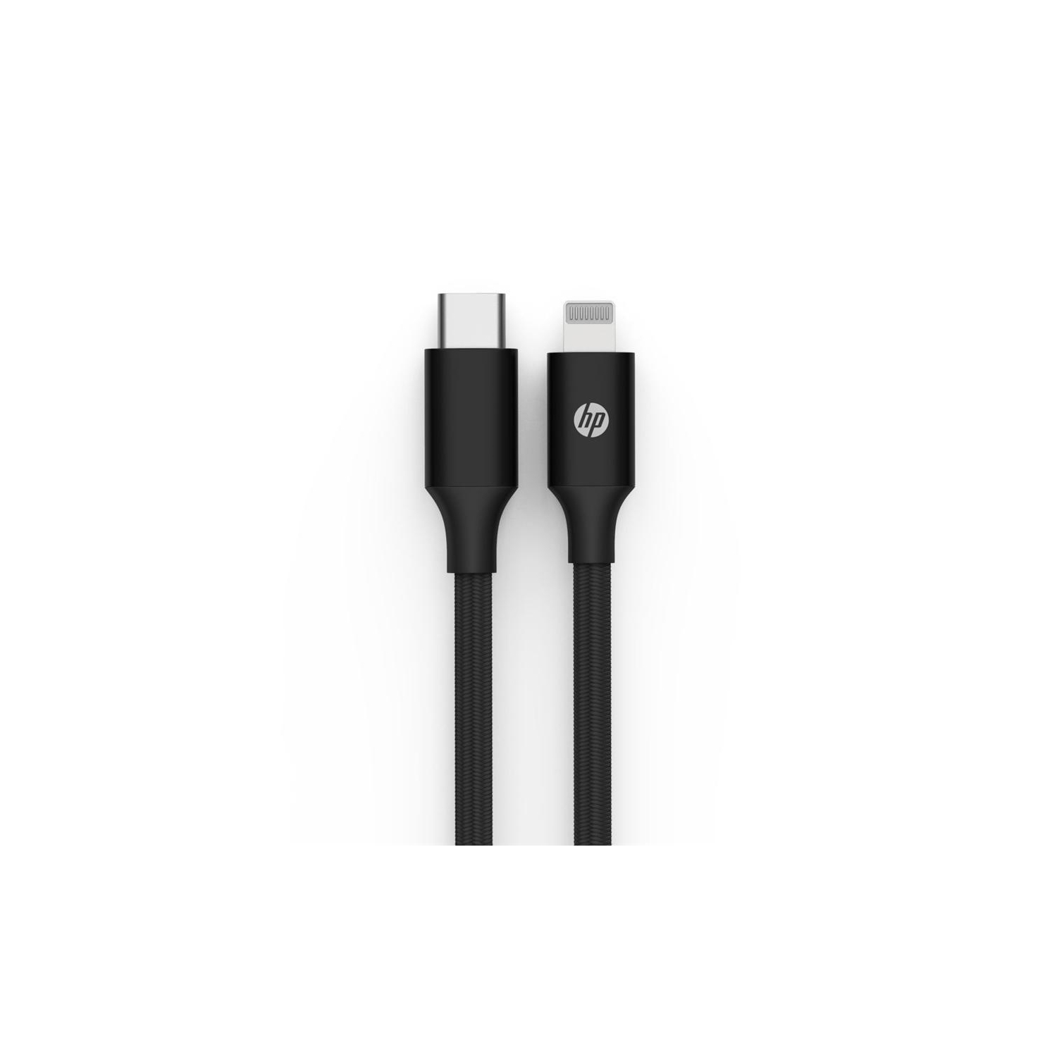 HP - USB C to Lightning Cable, Charge and Sync, Aluminum Alloy, 1 Meter Length, Black