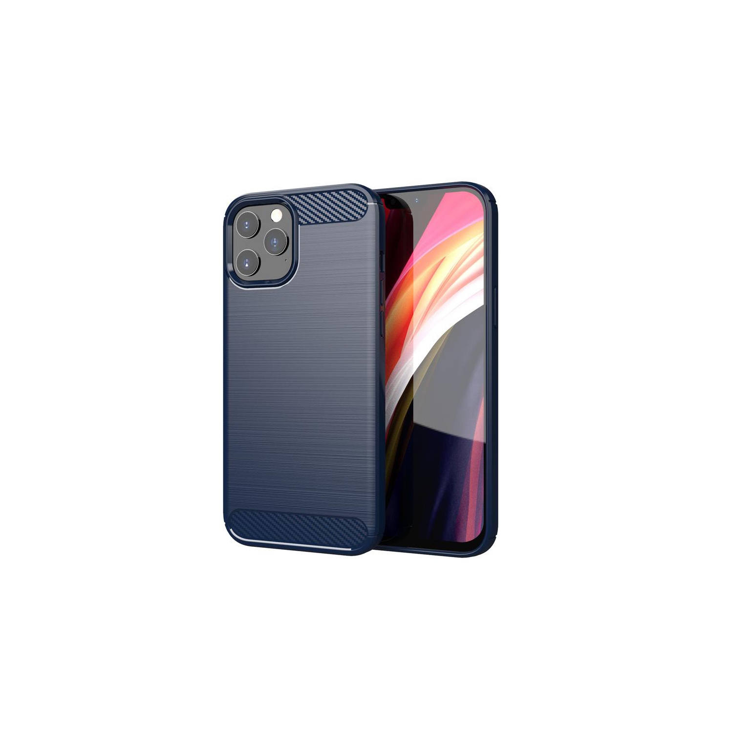 PANDACO Navy Brushed Metal Case for iPhone 12 Pro