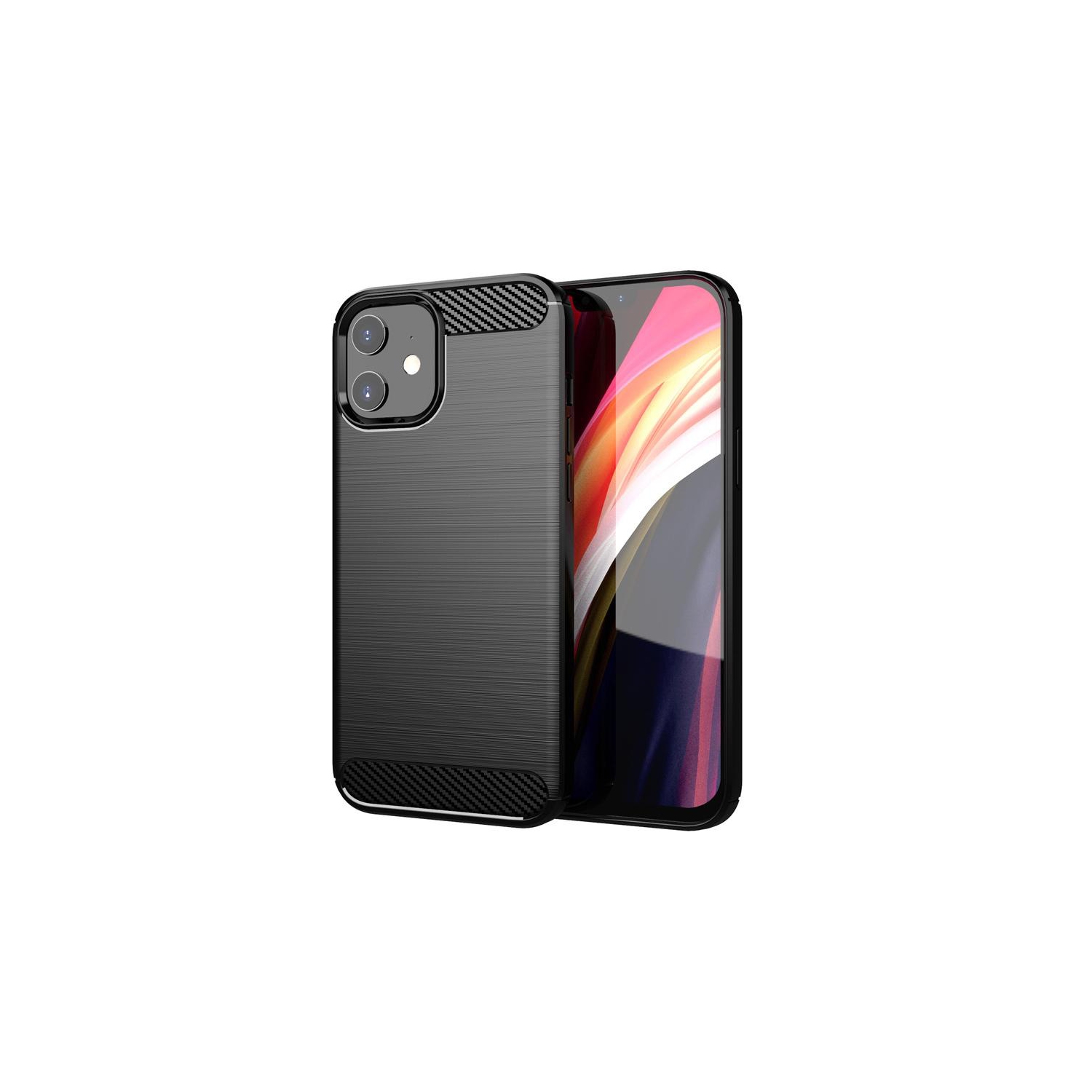 PANDACO Black Brushed Metal Case for iPhone 12 Mini