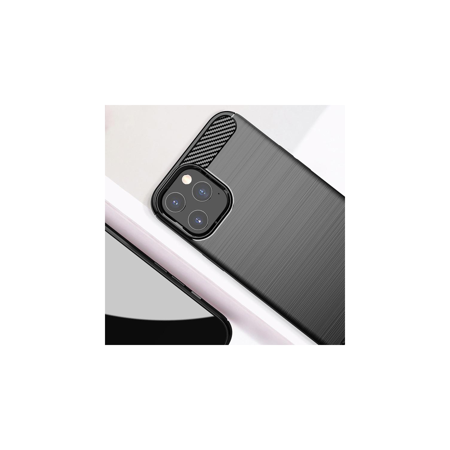 PANDACO Black Brushed Metal Case for iPhone 12 Pro
