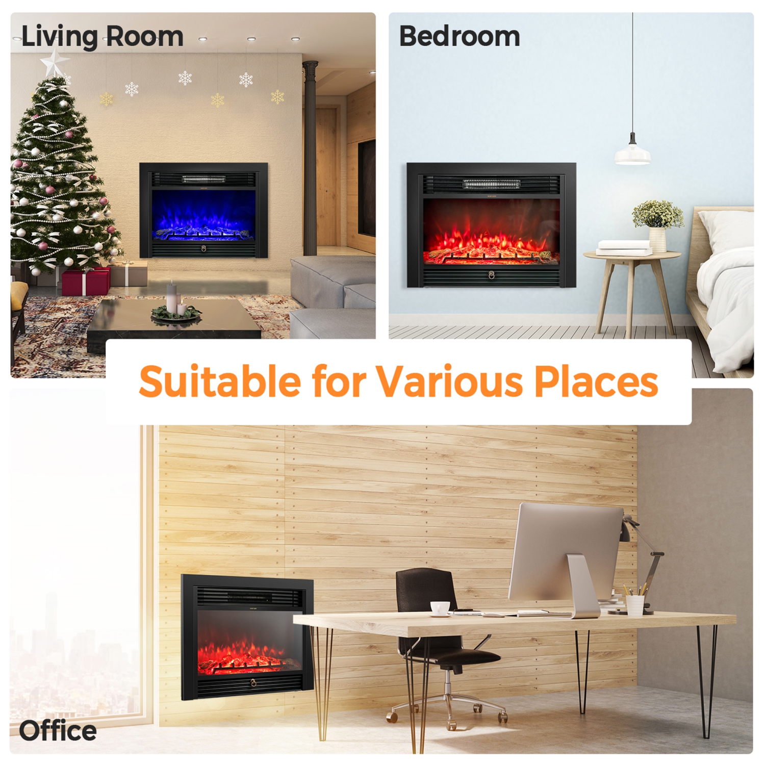 Cheminée électrique encastrable Gymax 72,5cm