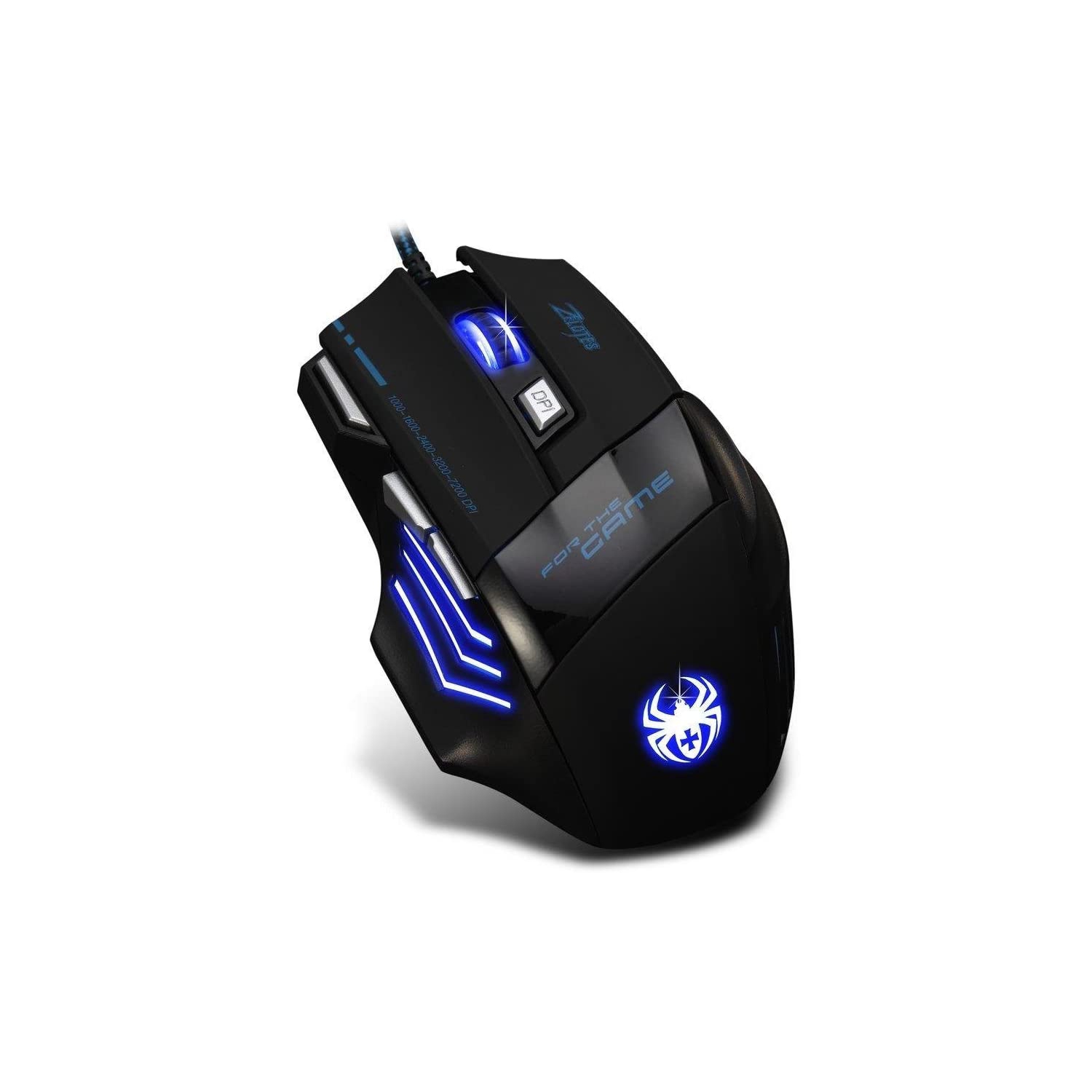 Souris de jeu WinGOMART T6 de ZELOTES Professional DEL optique 7200 ppp 7 boutons USB avec fil pour joueur, résolution réglable