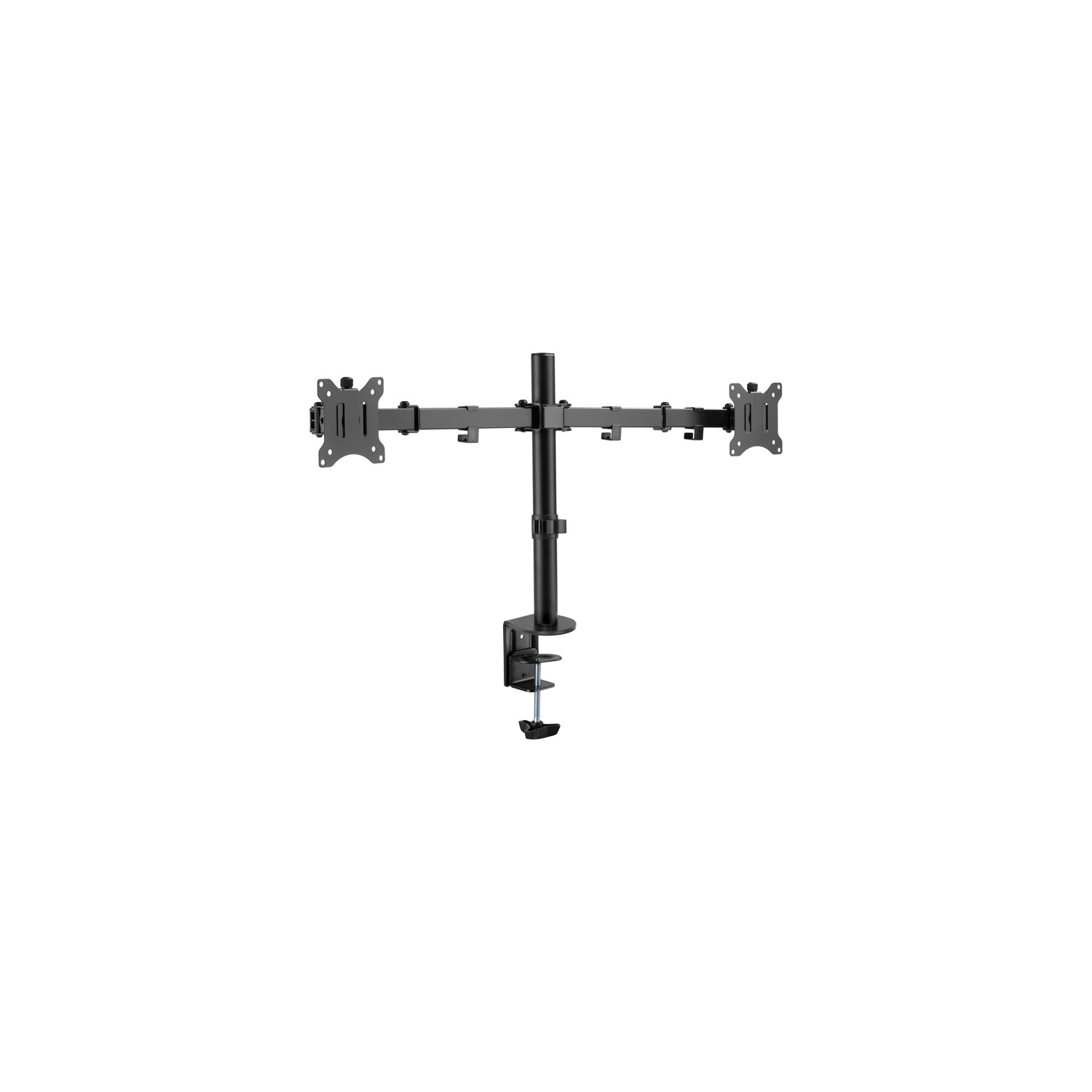 AMER Dual Monitor Desk Mount with C-Clamp | Heavy Duty Fully Adjustable Arms Holds 2 VESA Screens up to 32" (2EZCLAMP)