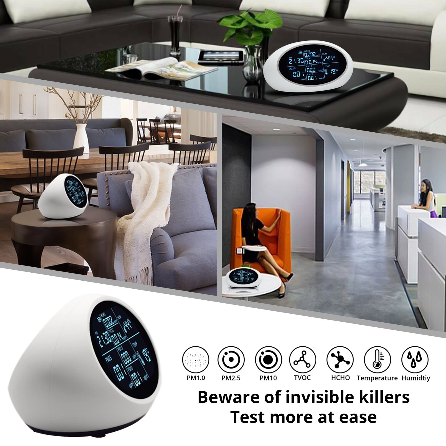 Stellate – moniteur intelligent de qualité de l’air intérieur, capteur pour HCHO/formaldéhyde, TCOV, PM2.5, PM10, humidité, AQI