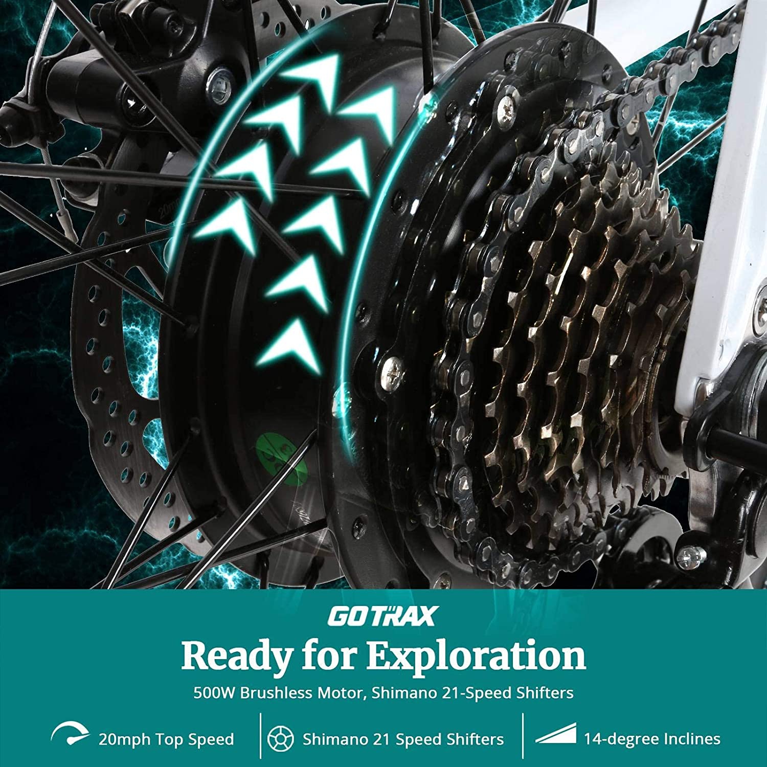 GOTRAX EBE3 27.5inch Electric Bike with 48V 10Ah Removable Lithium-Ion Battery, 500W Powerful Motor, Shimano Professional 7 Speed Gears, Alloy Frame