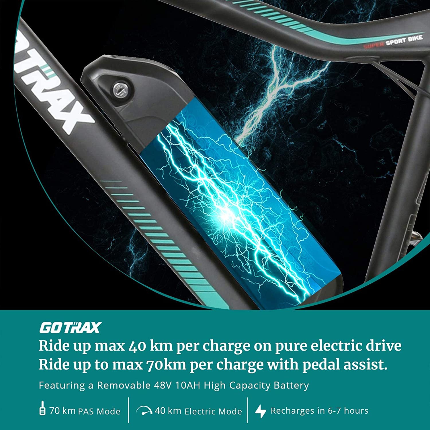 GOTRAX EBE3 27.5inch Electric Bike with 48V 10Ah Removable Lithium-Ion Battery, 500W Powerful Motor, Shimano Professional 7 Speed Gears, Alloy Frame