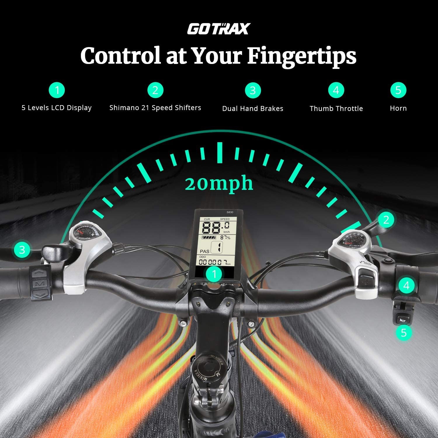 GOTRAX EBE3 27.5inch Electric Bike with 48V 10Ah Removable Lithium-Ion Battery, 500W Powerful Motor, Shimano Professional 7 Speed Gears, Alloy Frame