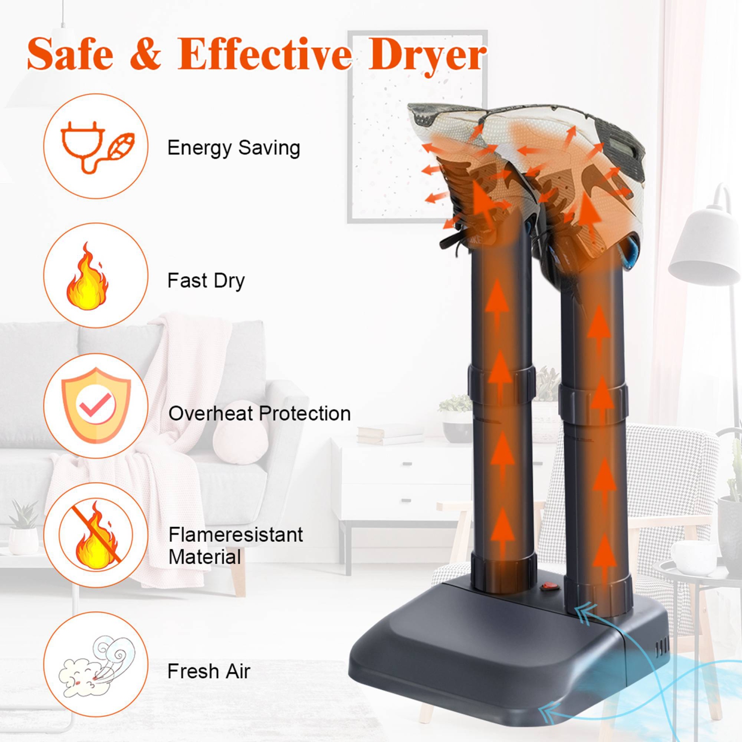Costway Electric Shoe Dryer Mighty Boot Warmer Glove Dryer Prevent Odor Mold & Bacteria