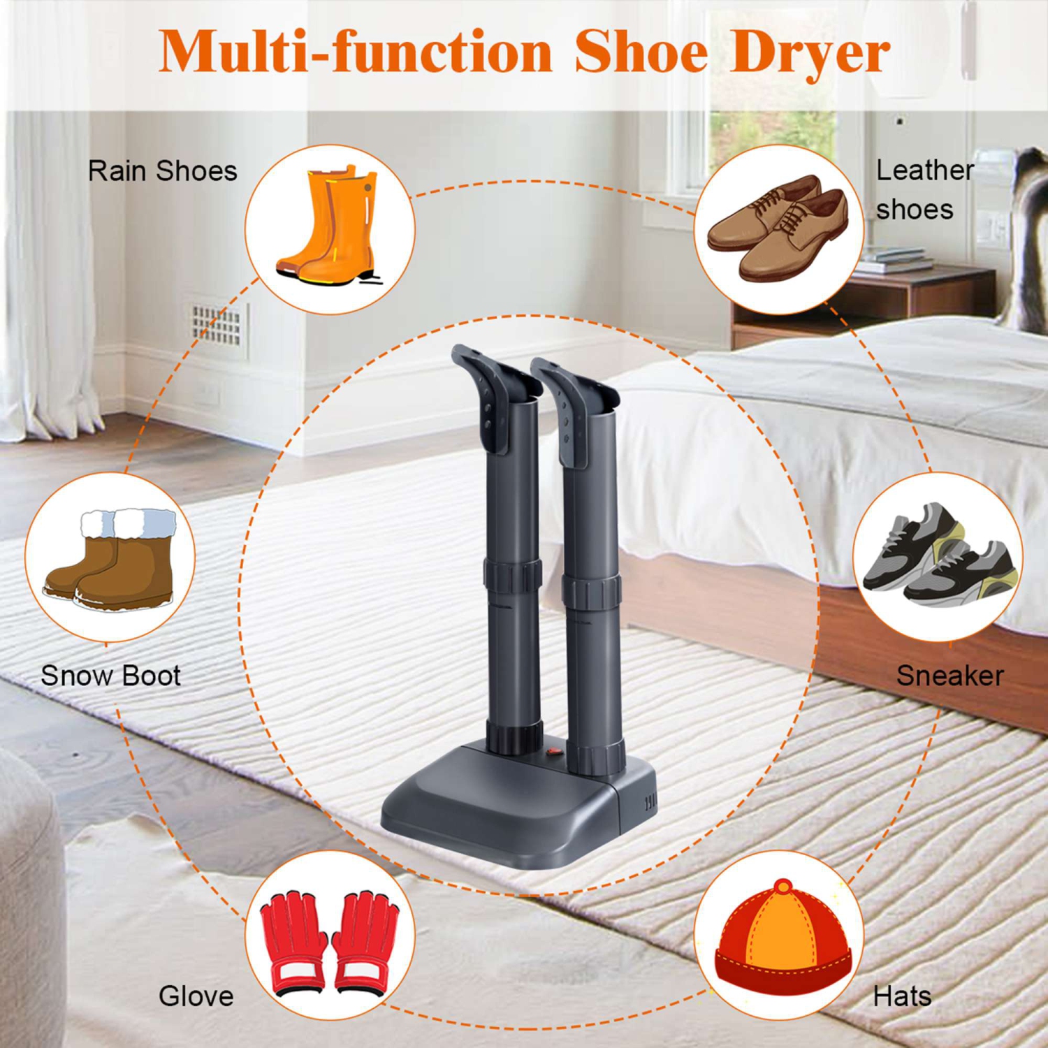 Costway Electric Shoe Dryer Mighty Boot Warmer Glove Dryer Prevent Odor Mold & Bacteria