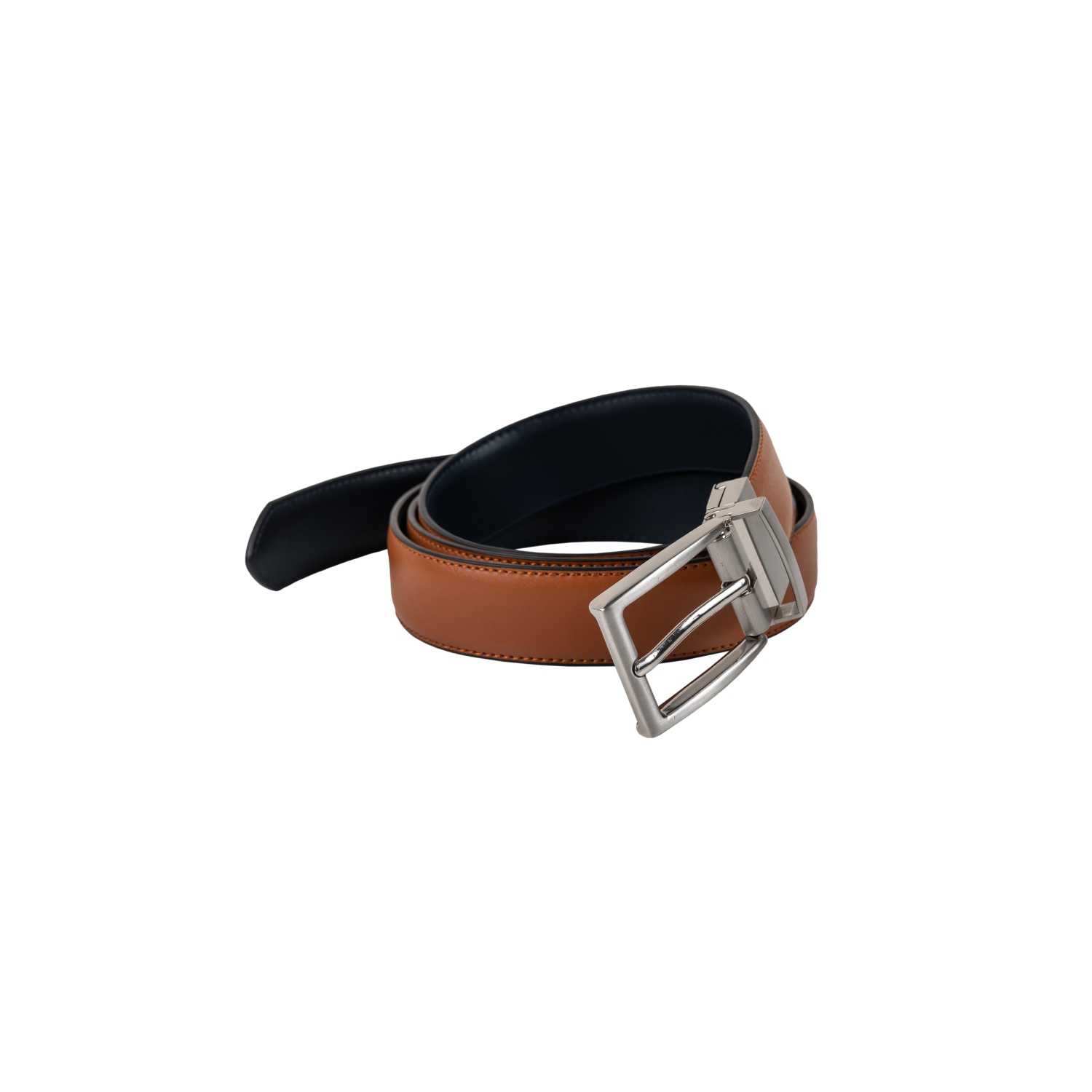 CHAMPS Leather One Size Reversible and Adjustable Belt, TanNavy