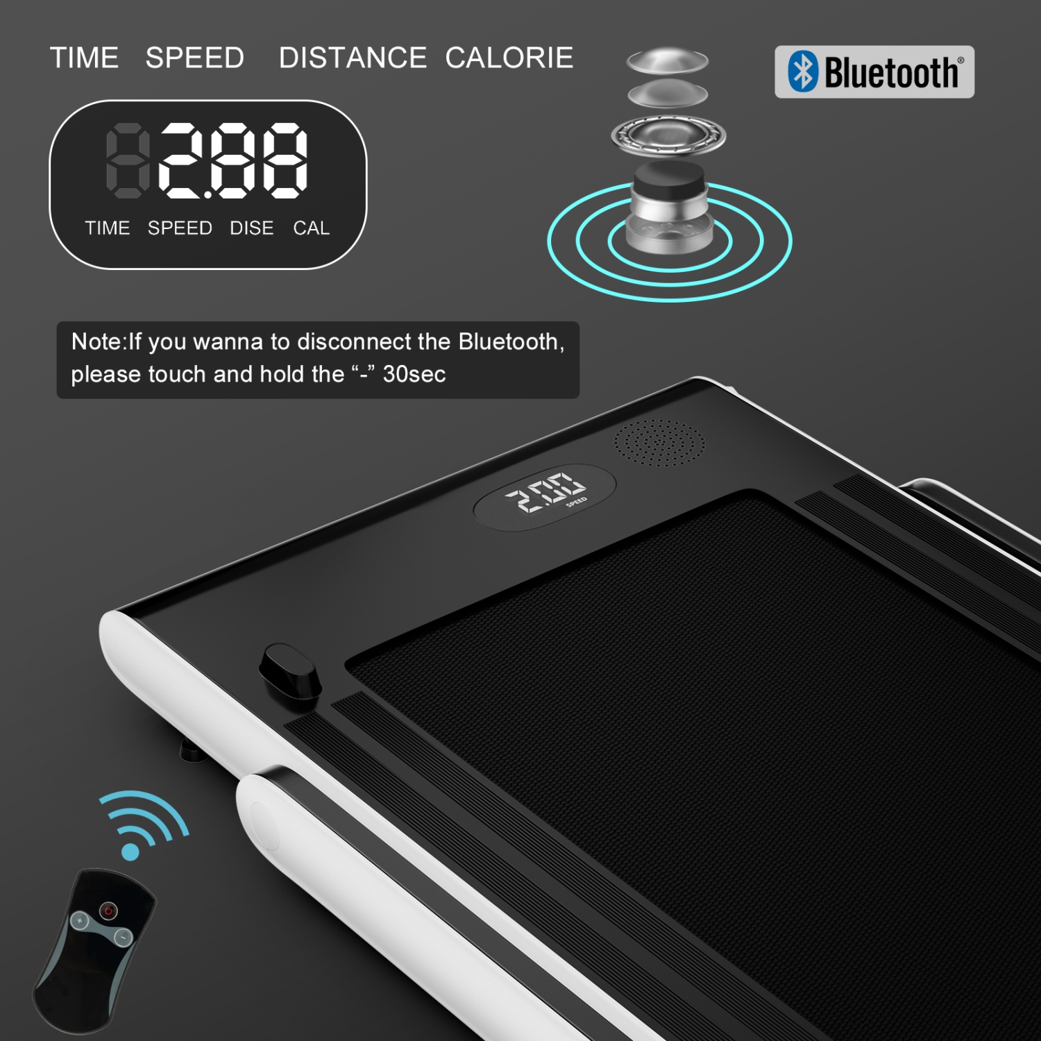 Tapis roulant repliable 2-en-1 2,25 CV de SuperFit avec télécommande à haut-parleur par APPLICATION