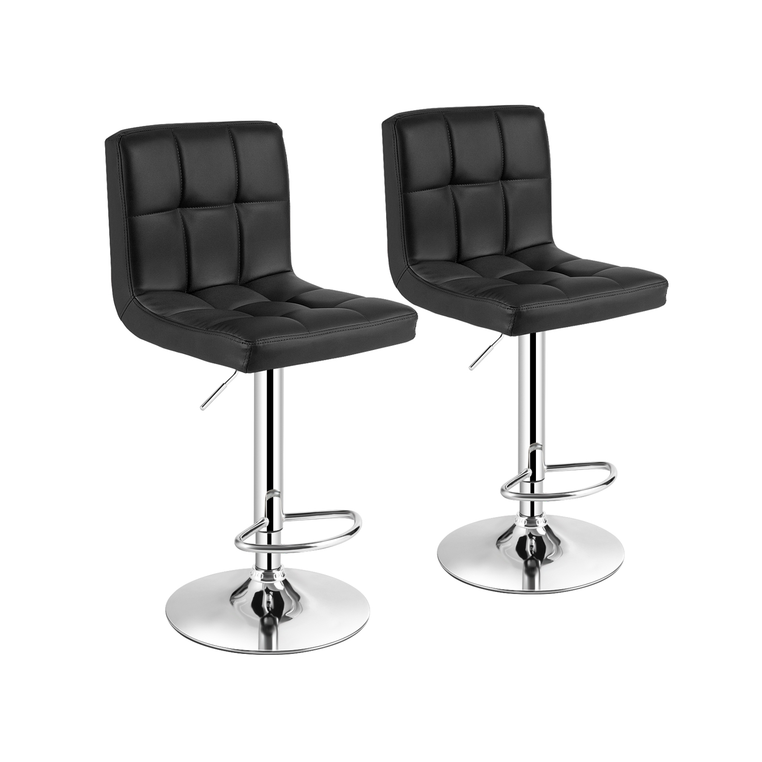 Costway Set of 2 Adjustable Bar Stools PU Leather Swivel Kitchen Counter Pub Chair