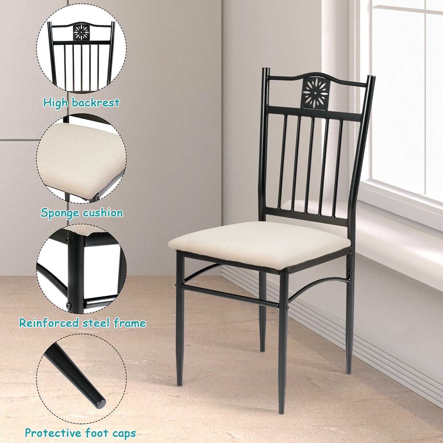 Ensemble de mobilier de cuisine de 5 pièces pour salle à manger avec table en bois et 4 chaises de Costway