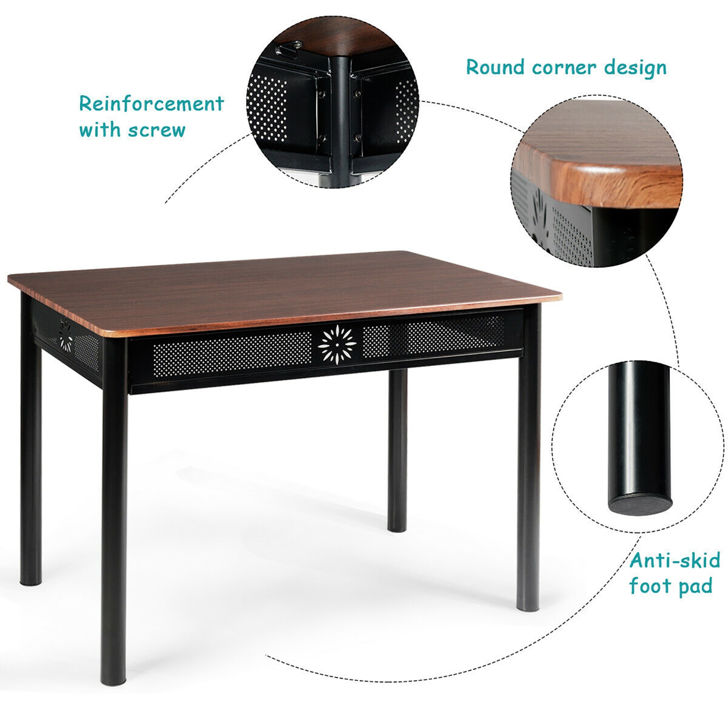 Ensemble de mobilier de cuisine de 5 pièces pour salle à manger avec table en bois et 4 chaises de Costway