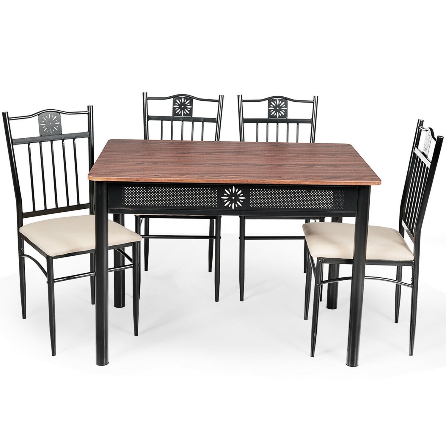 Ensemble de mobilier de cuisine de 5 pièces pour salle à manger avec table en bois et 4 chaises de Costway