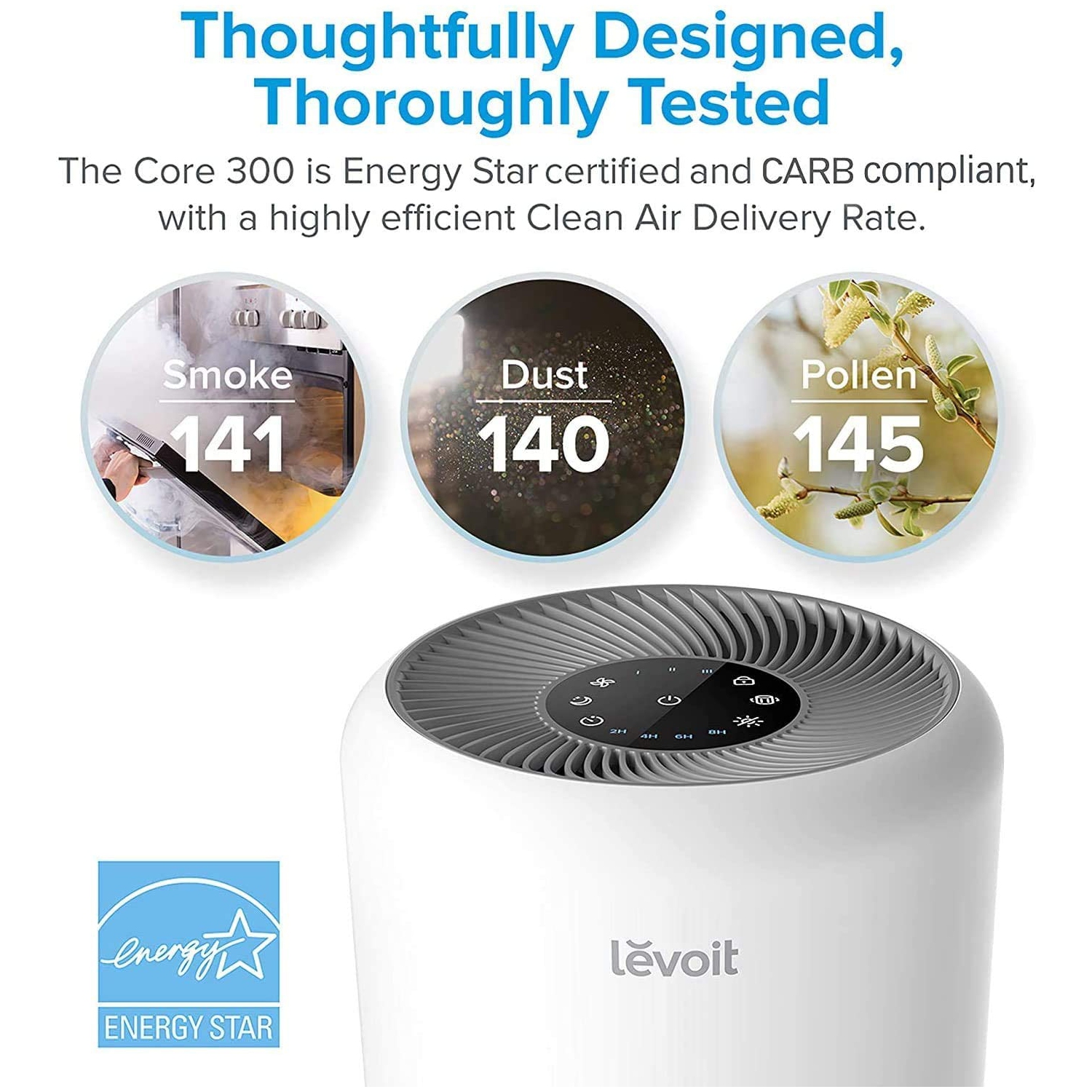 LEVOIT Air Purifier for Home Office, H13 True HEPA Filter, Air Cleaner For Allergies, Pets, Smokers, 3-Stage Air Filtration System Removes 99.97%