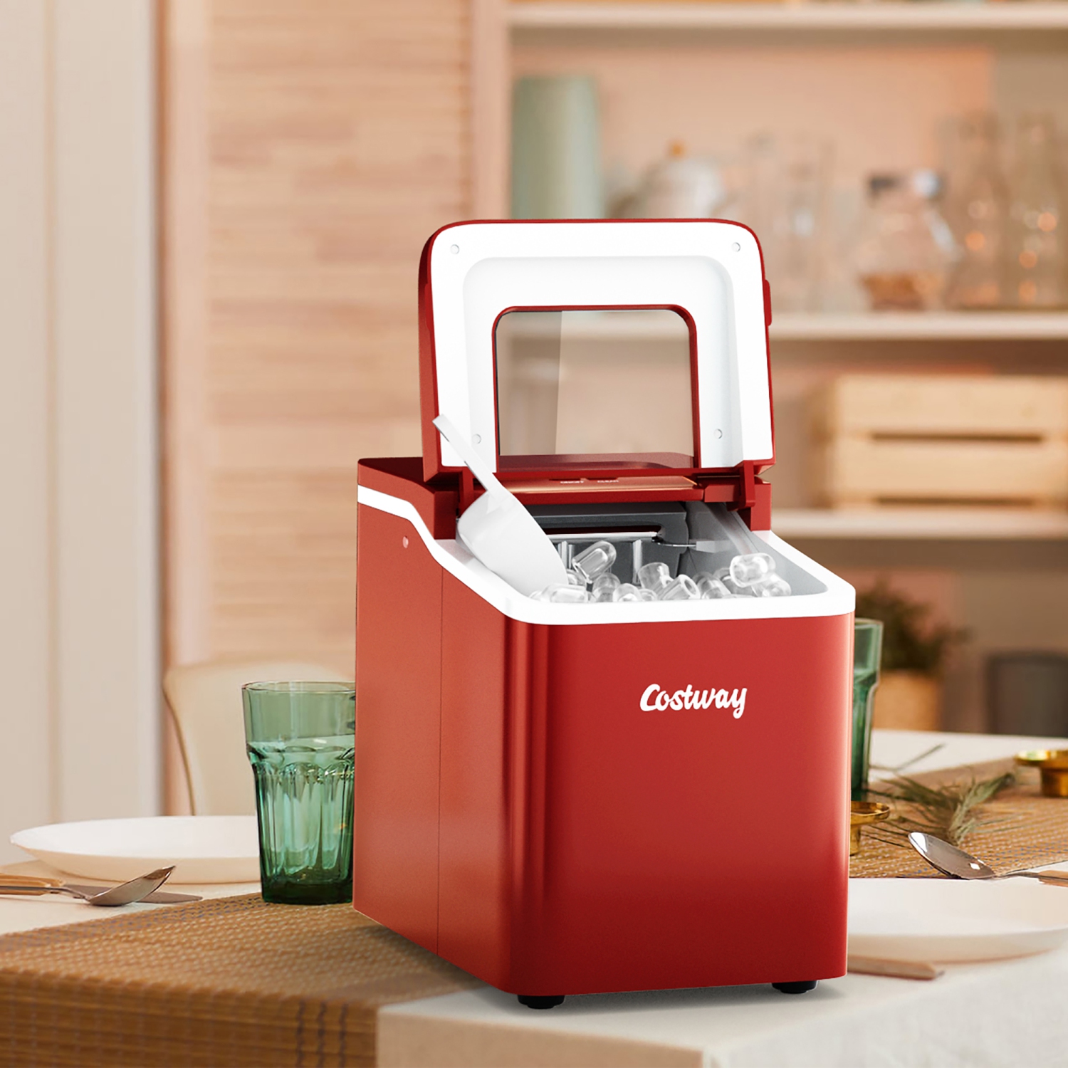 Costway Portable Ice Maker Machine Countertop 26Lbs/24H Self-cleaning w/ Scoop