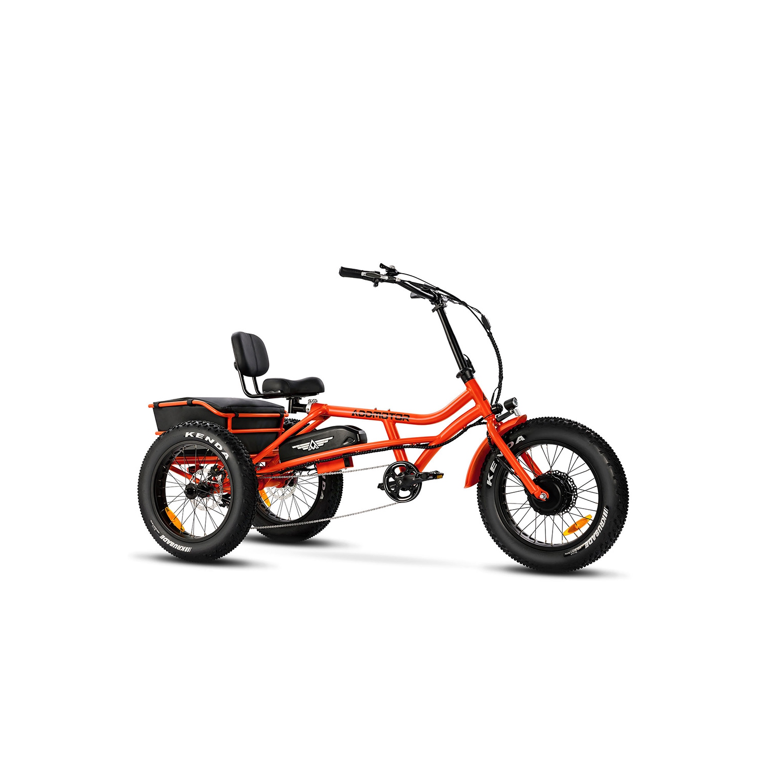 Addmotor M-360 Electric Fat Tire Tricycle, 750W 48V 20Ah Electric Trikes for Adults, 20 Inch 3 Wheels Power E-Bike with Rear Cargo Basket, Orange