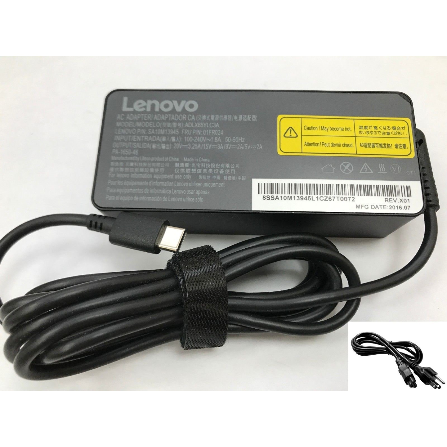 New Genuine Lenovo AC Adapter Charger 65W 01FR024 5V/9V/12V/15V/20V 2A/3A/3.25 USB-C