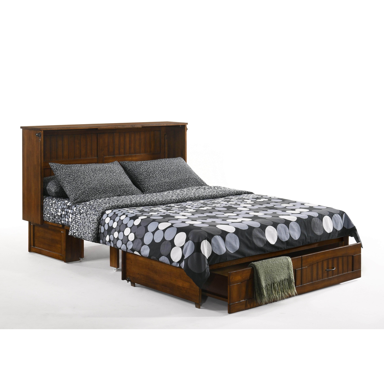 Night and Day Alpine Murphy Cabinet Bed with Queen Gel Memory Foam Mattress - Heritage Brown