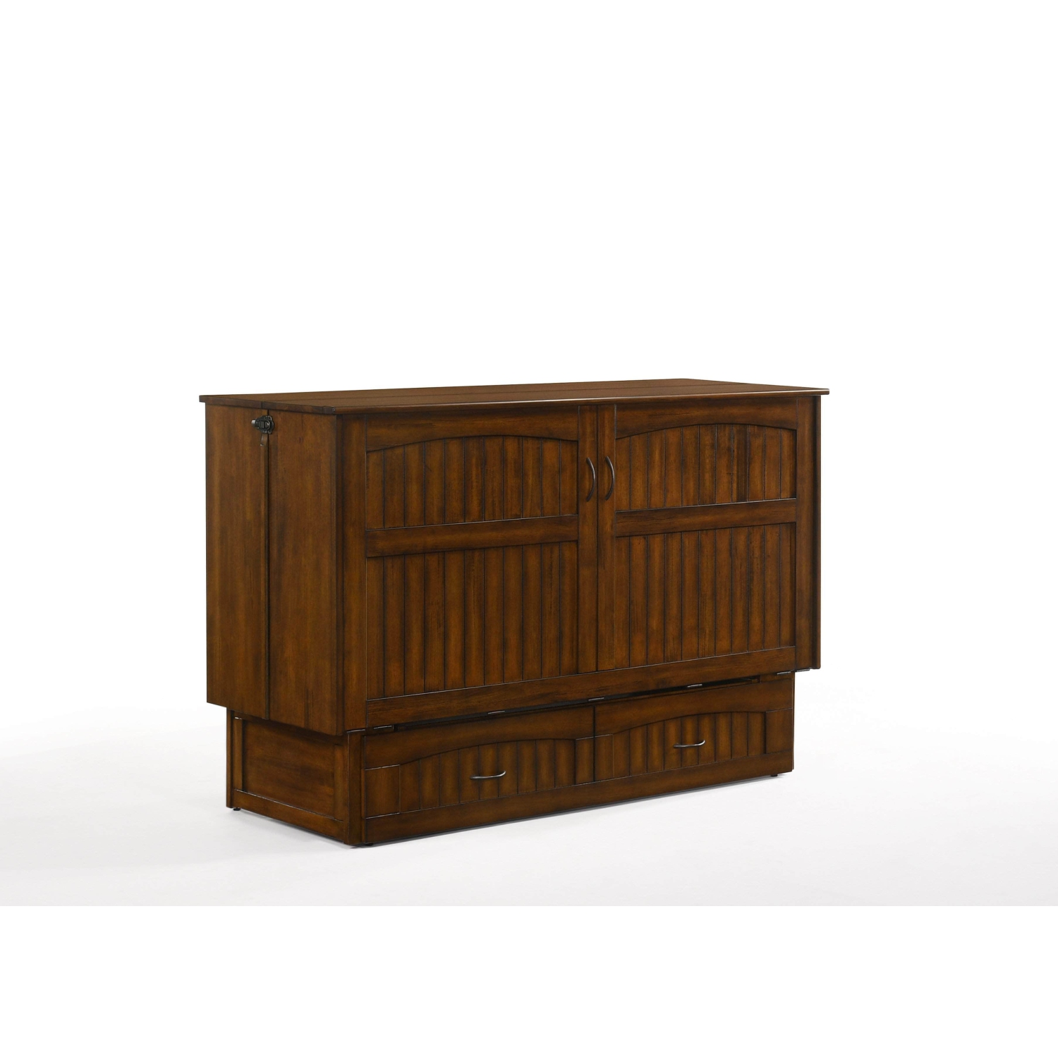 Night and Day Alpine Murphy Cabinet Bed with Queen Gel Memory Foam Mattress - Heritage Brown