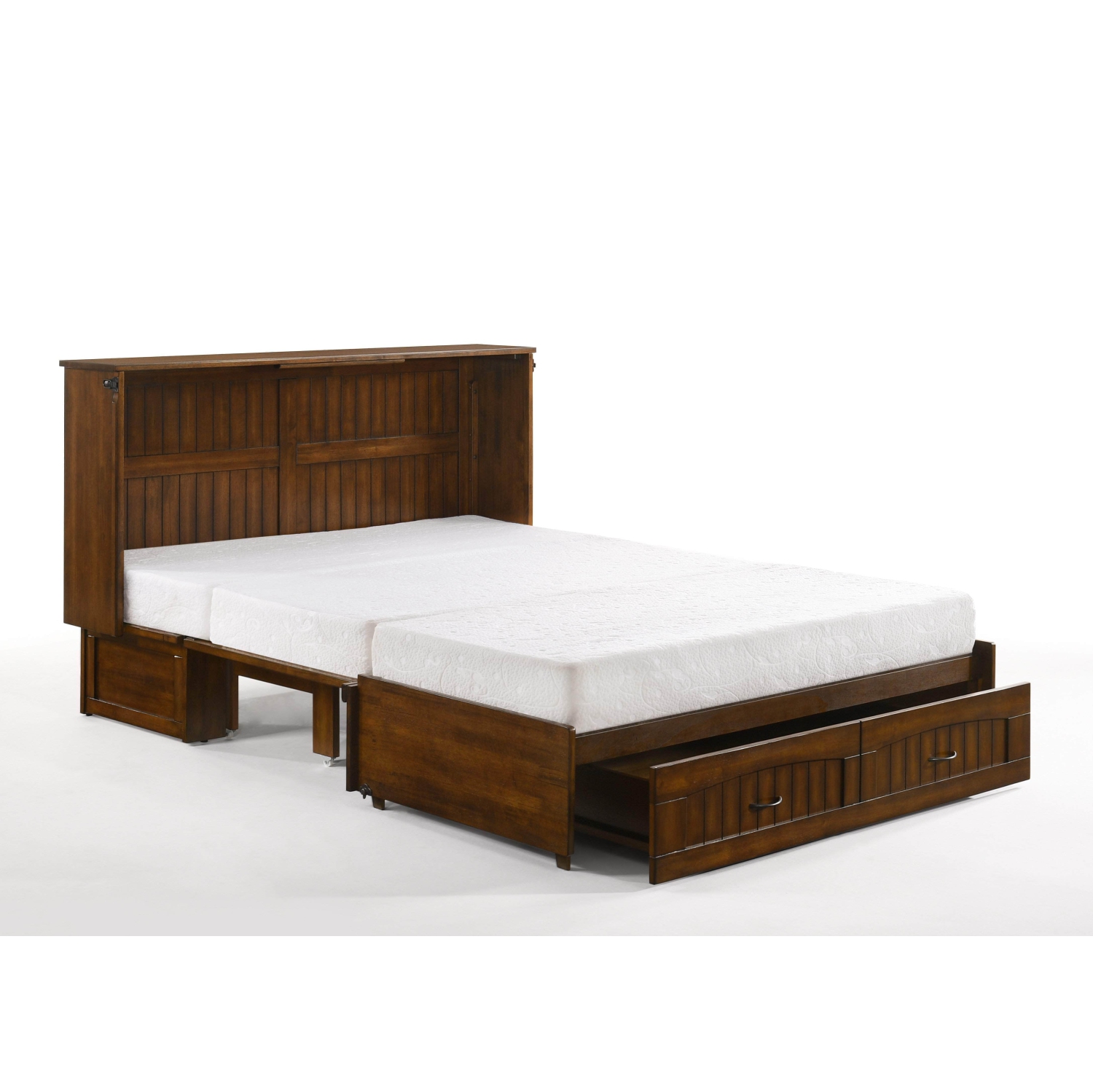 Night and Day Alpine Murphy Cabinet Bed with Queen Gel Memory Foam Mattress - Heritage Brown
