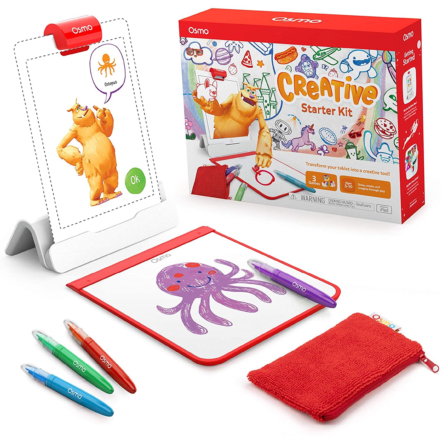 Osmo - Creative Starter Kit for iPad - Ages 5-10 - Drawing, Word Problems & Early Physics -