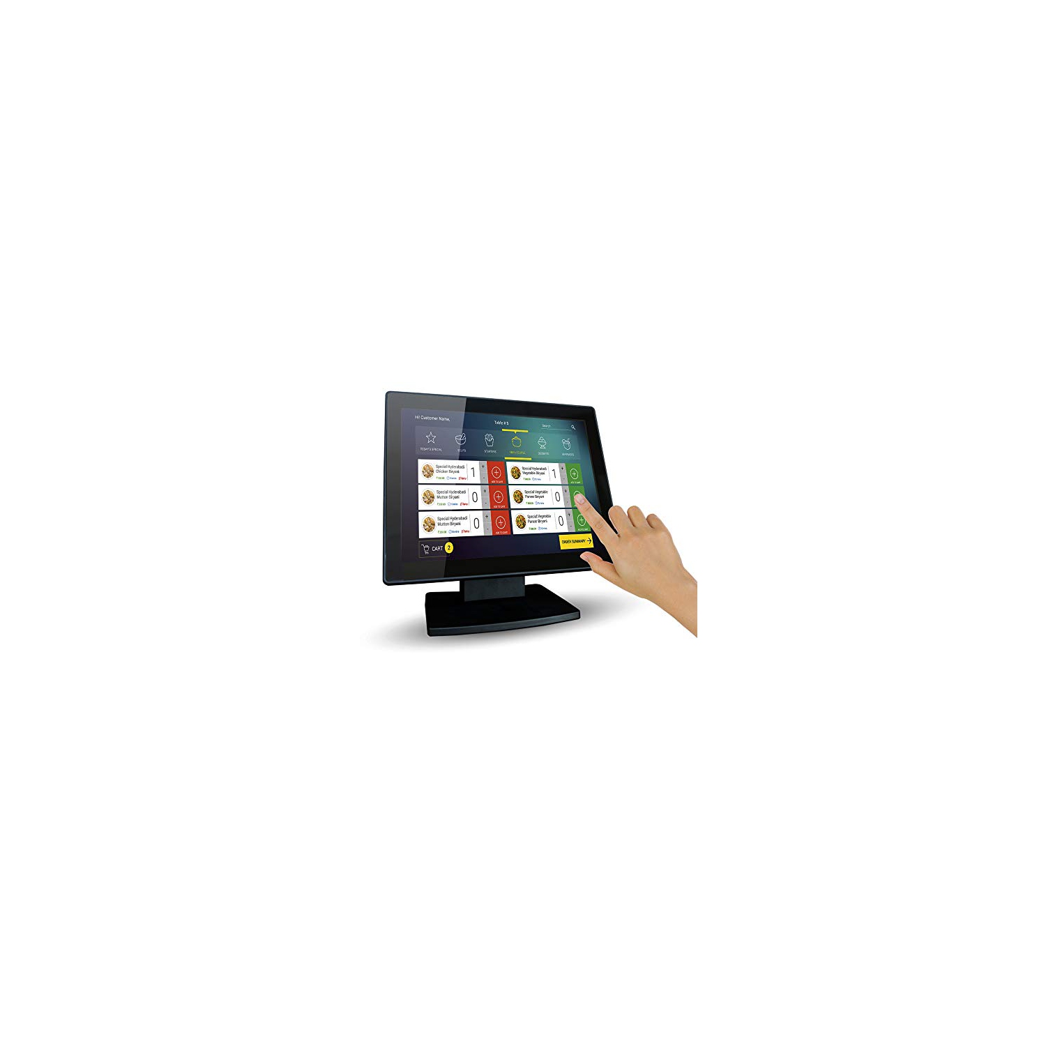 12-Inch Capacitive Multi-Touch POS TFT LED Touchscreen Monitor, True Flat Seamless Design with Adjustable POS Stand for Retail Restaurant, HDMI & VGA