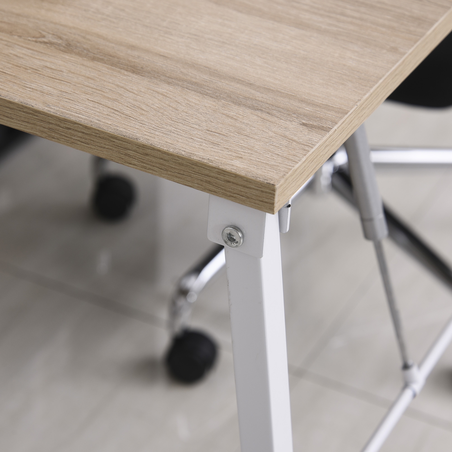 HOMCOM – Bureau d’ordinateur avec tablettes de rangement et table pliable, bureau de travail pour le bureau à domicile et l’étude, blanc, naturel