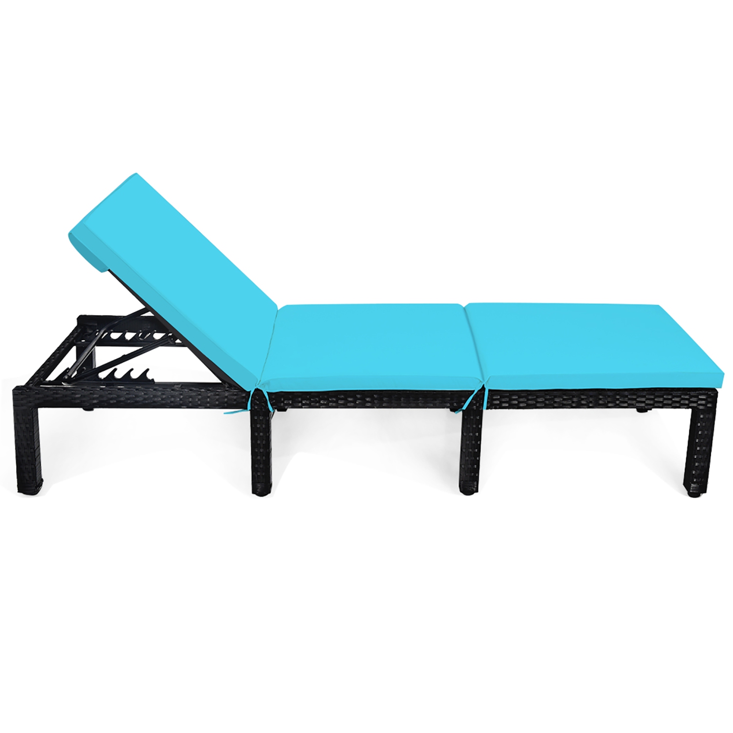Costway Patio Rattan Lounge Chair Height Adjustable Turquoise