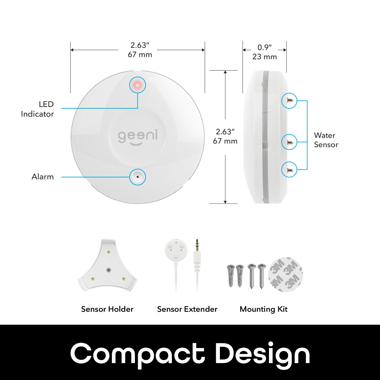 Geeni Smart Wi-Fi Water and Flood Sensor - White