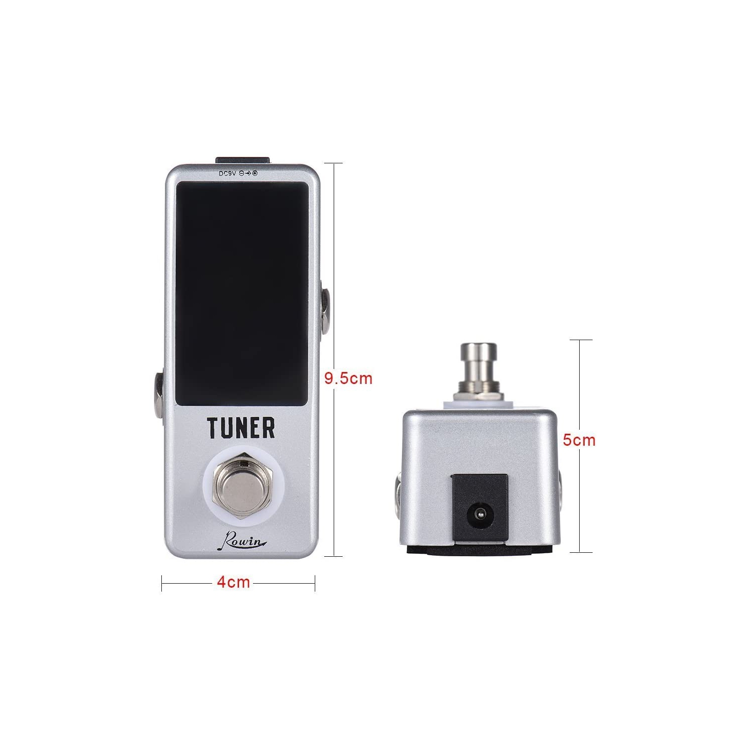 Rowin High Accuracy Chromatic Guitar Tuner Pedal Ture Bypass Silver