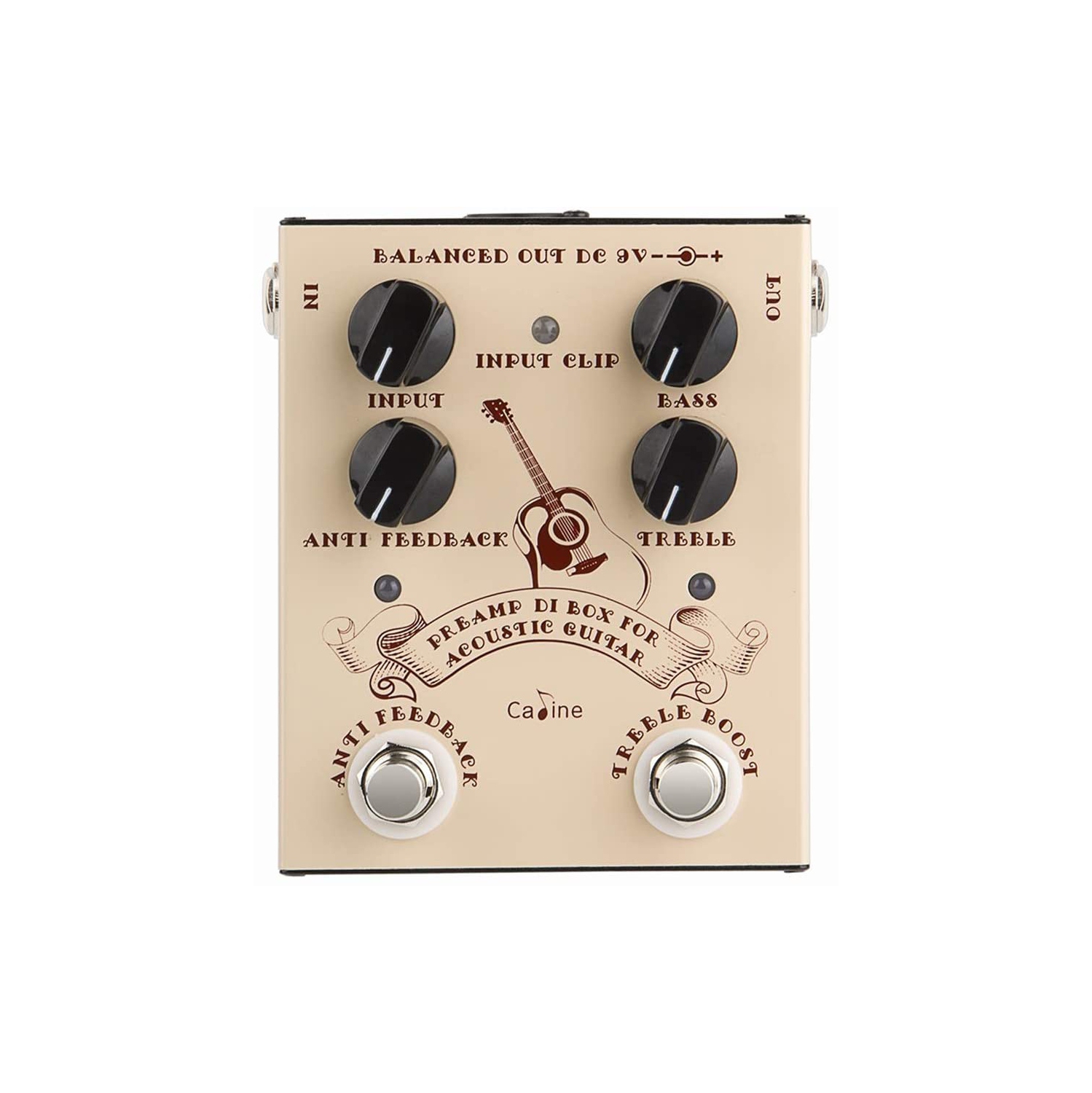 Dolamo Guitar Effects Pedals Caline Pre-amp DI Box for Electric Acoustic Guitar EQ Equalizer True Bypass Brown CP-40